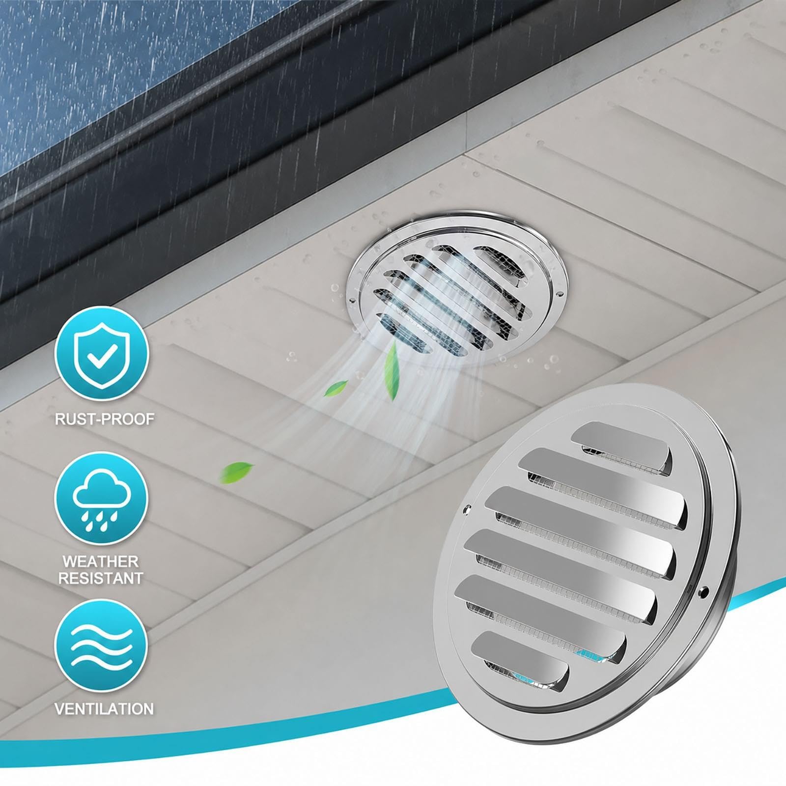 Griglia di Ventilazione Rotonda Copertura di Sfiato con Rete 60 100 150mm