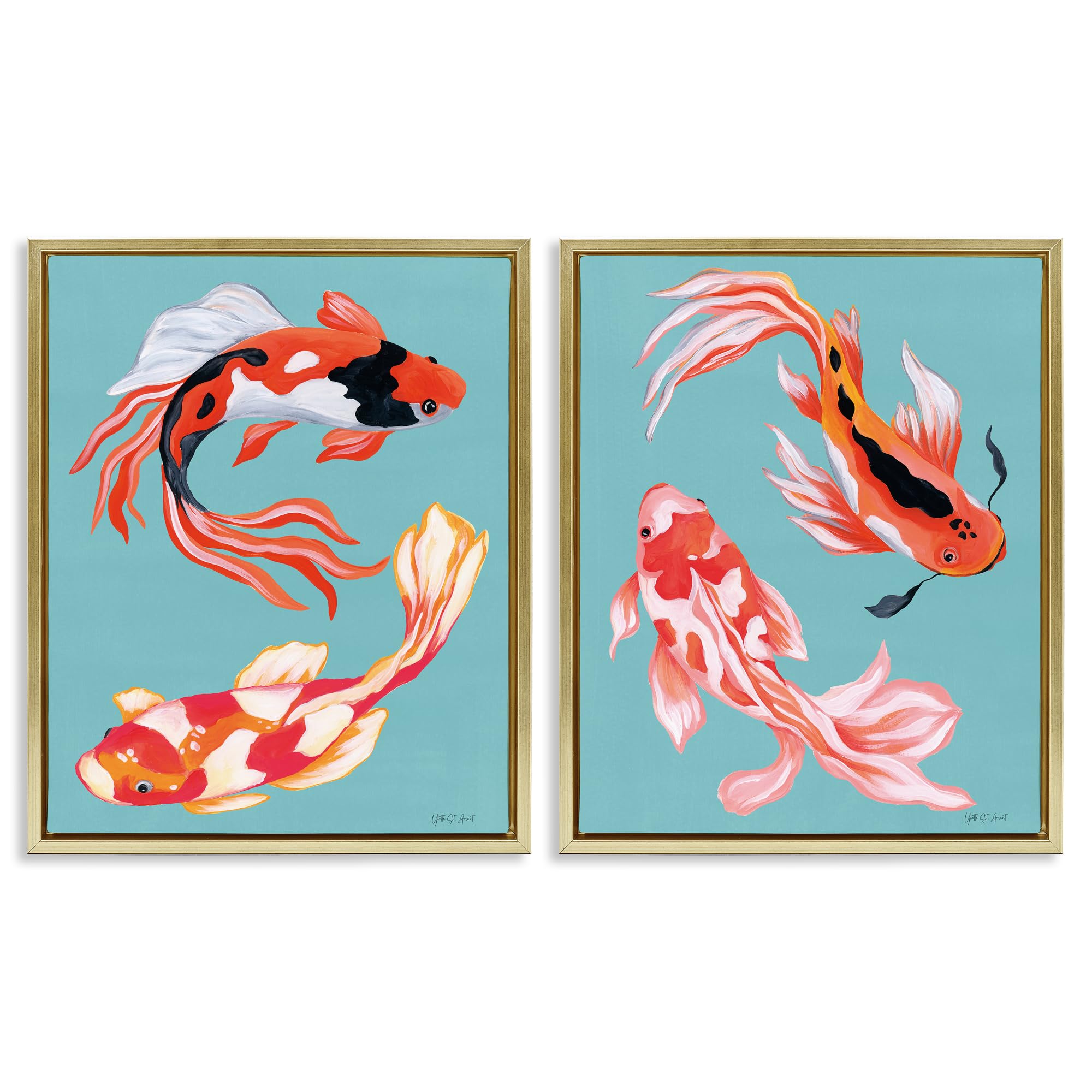 'Colorful Twin Koi'| 2pc Floating Frame Art Set 2