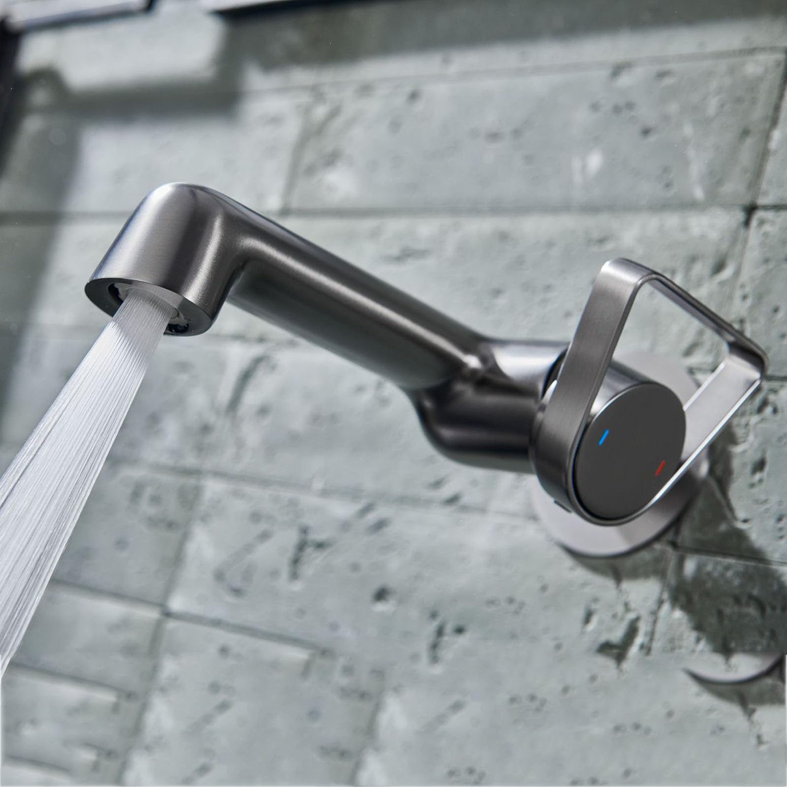 Itnxvkges Gun Gray Concealed Basin Tap Single Lever Basin Mixer Tap 1 Hole Hot And Cold With 2 Modes Gray