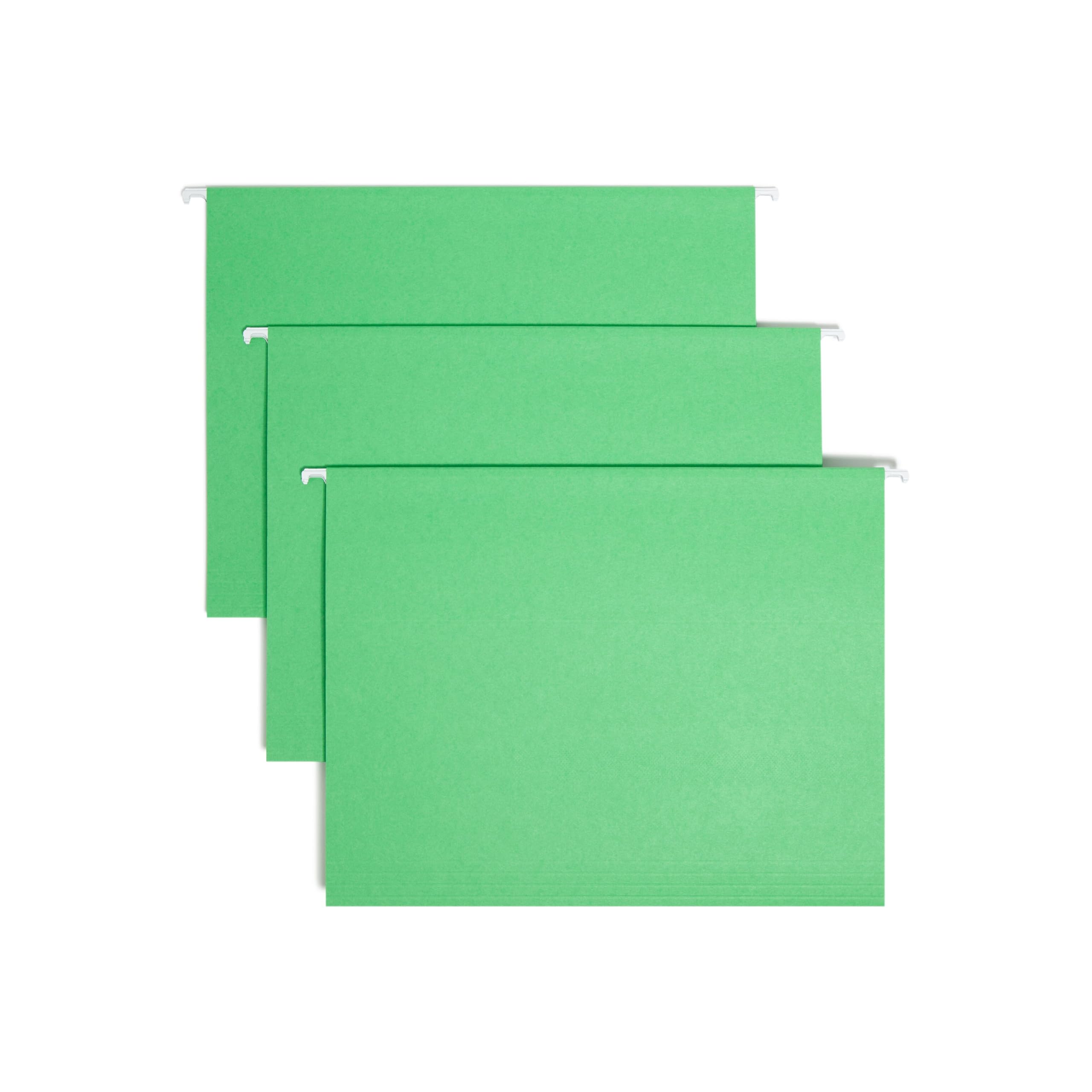 Smead Standard Hanging File Folders, 25 Count, Green, 1/5-Cut Adjustable Tabs, Letter Size (64061)