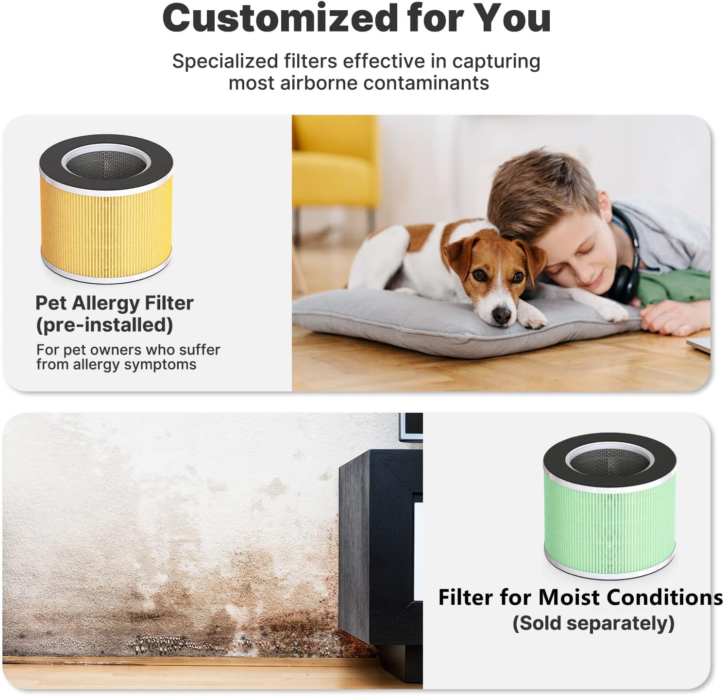 【Official Authentic】 RENPHO True HEPA Replacement Filter for RP-AP088W/RP-AP088B, 4-Stage Filtration System, Especially for improving Moist Conditions, RP-AP088-F2