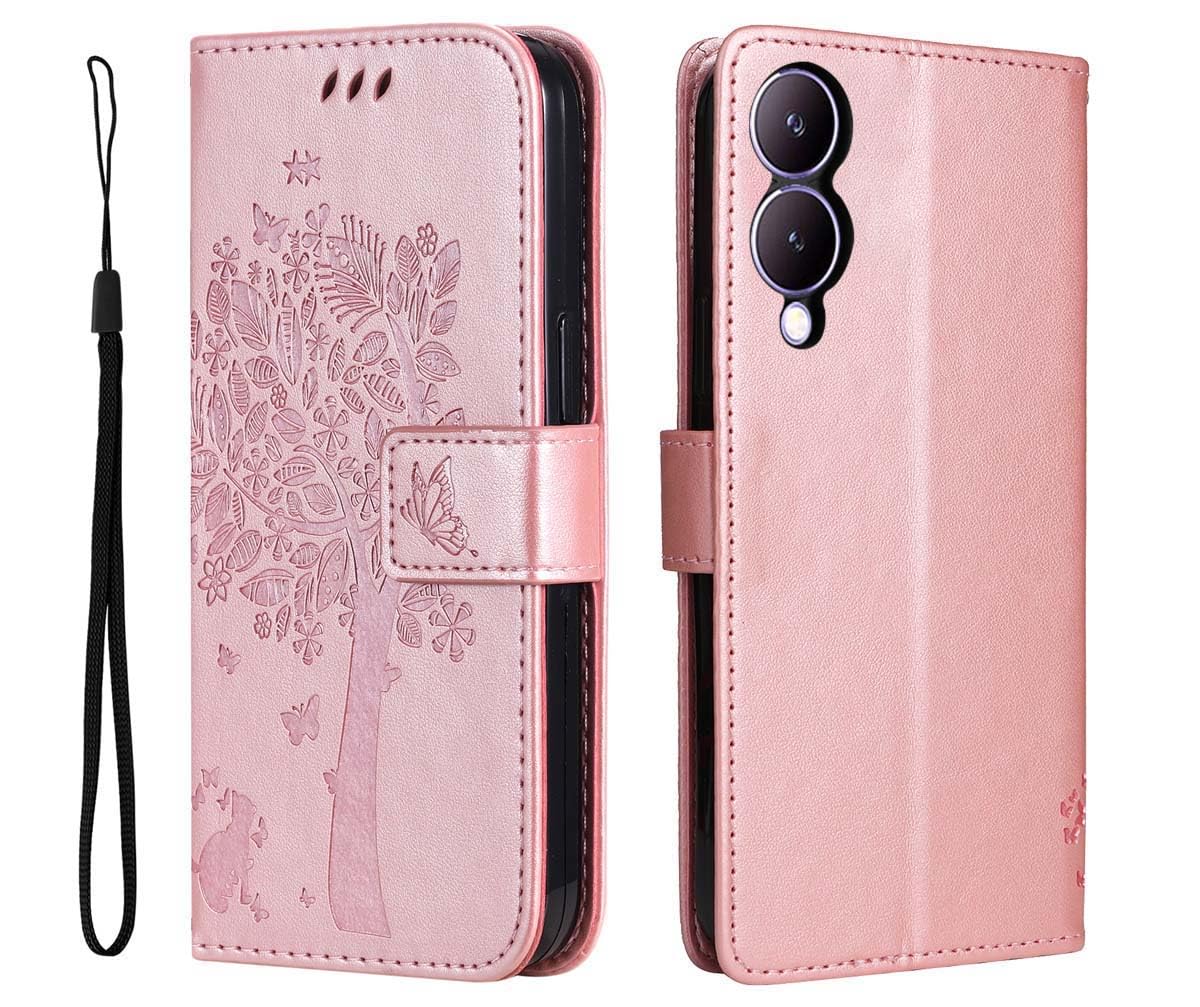 PEIYE Flip Cover per Vivo Y17s, Custodia Libro in PU Pelle