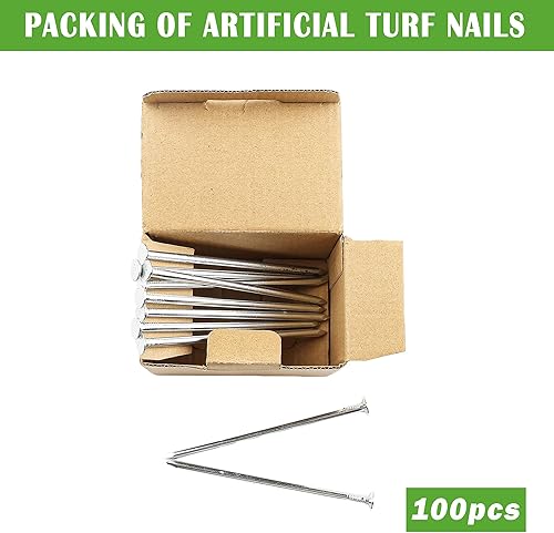 Miniatura 5 de SUNTURF Paquete de 100 clavos de plástico de 5 pulgadas, estacas de césped artificial, estacas de metal galvanizado en espiral para paisajismo
