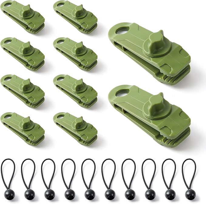 Planenclips Set 10 Stück - Mit Bungees Für Zelt, Markise & Poolabdeckung