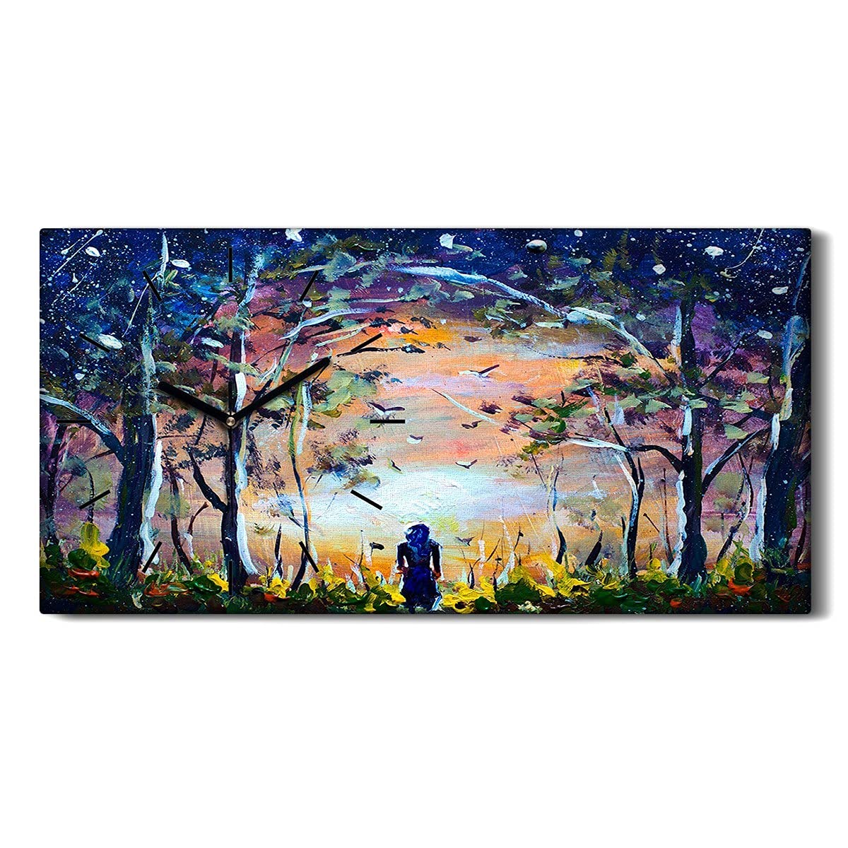 Horloge sur toile sans tic-tac 60x30cm pour un sommeil paisible
