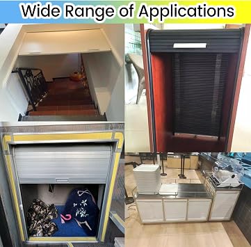 JYHHCYS Roll Up Wardrobe Door Retractable, Custom Size Straight Sliding Roll Up Gate Kit, Hide Folding Tambour Cabinet for Appliance Garage/Wall Cupboards/Campervan