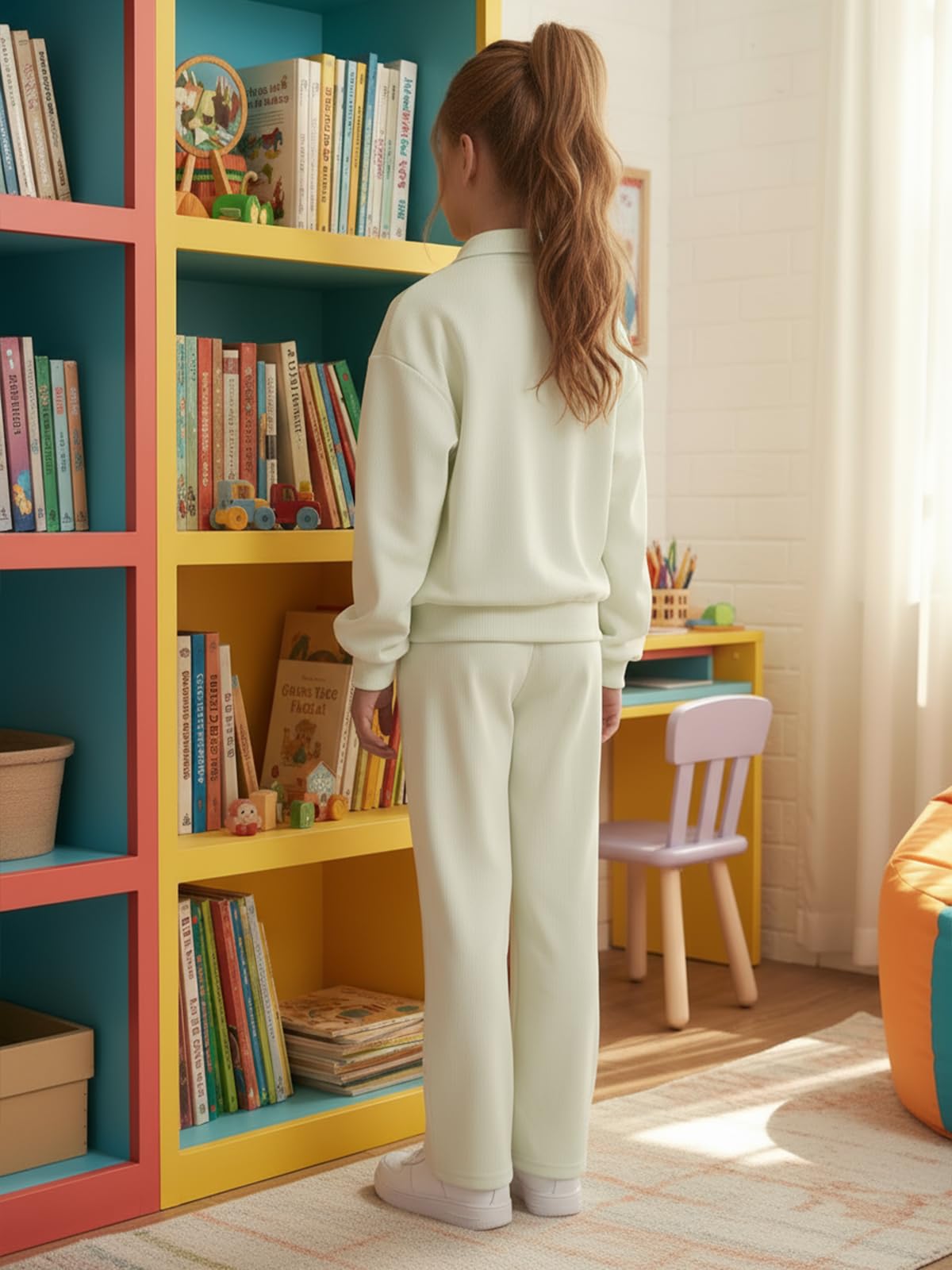 Valcatch Mädchen 2-teiliges Sweatanzug-Set, halber Reißverschluss, Pullover, Sweatshirt und Hose mit weitem Bein, für Herbst und Winter, lässiger Trainingsanzug
