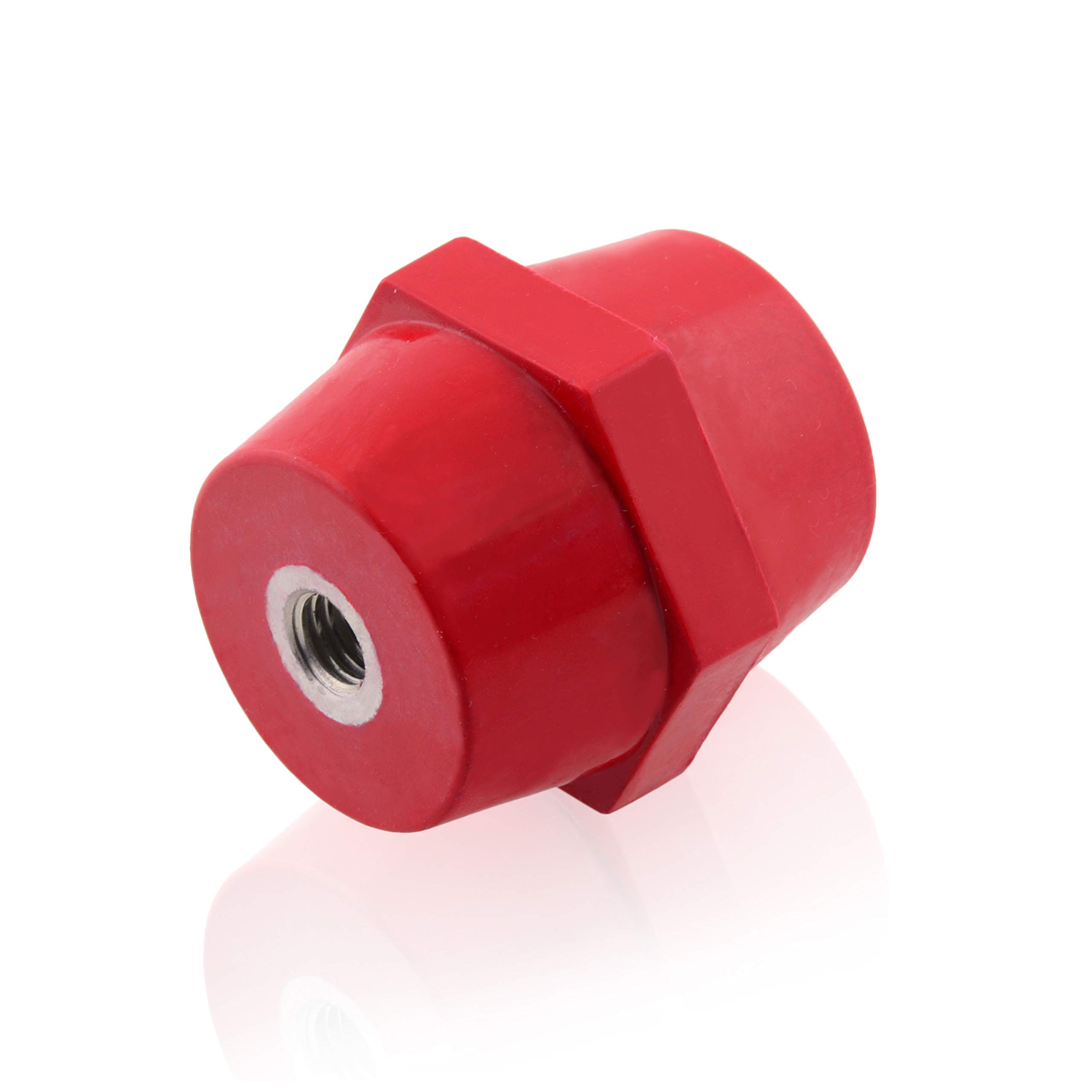 Isolateurs M12 rouge 50x50mm Isolateur de broche en résine polyester support de barre omnibus auto-extinguible 5 pièces