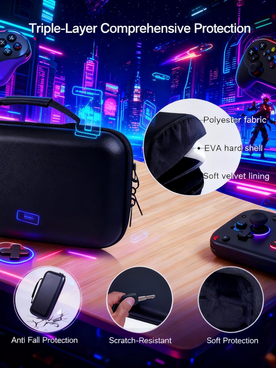 MeloSync Carrying Case Compatible with Steam Deck/Steam Deck OLED, Protective Hard Shell Travel Case for Steam Deck Console & Accessories - Image 6