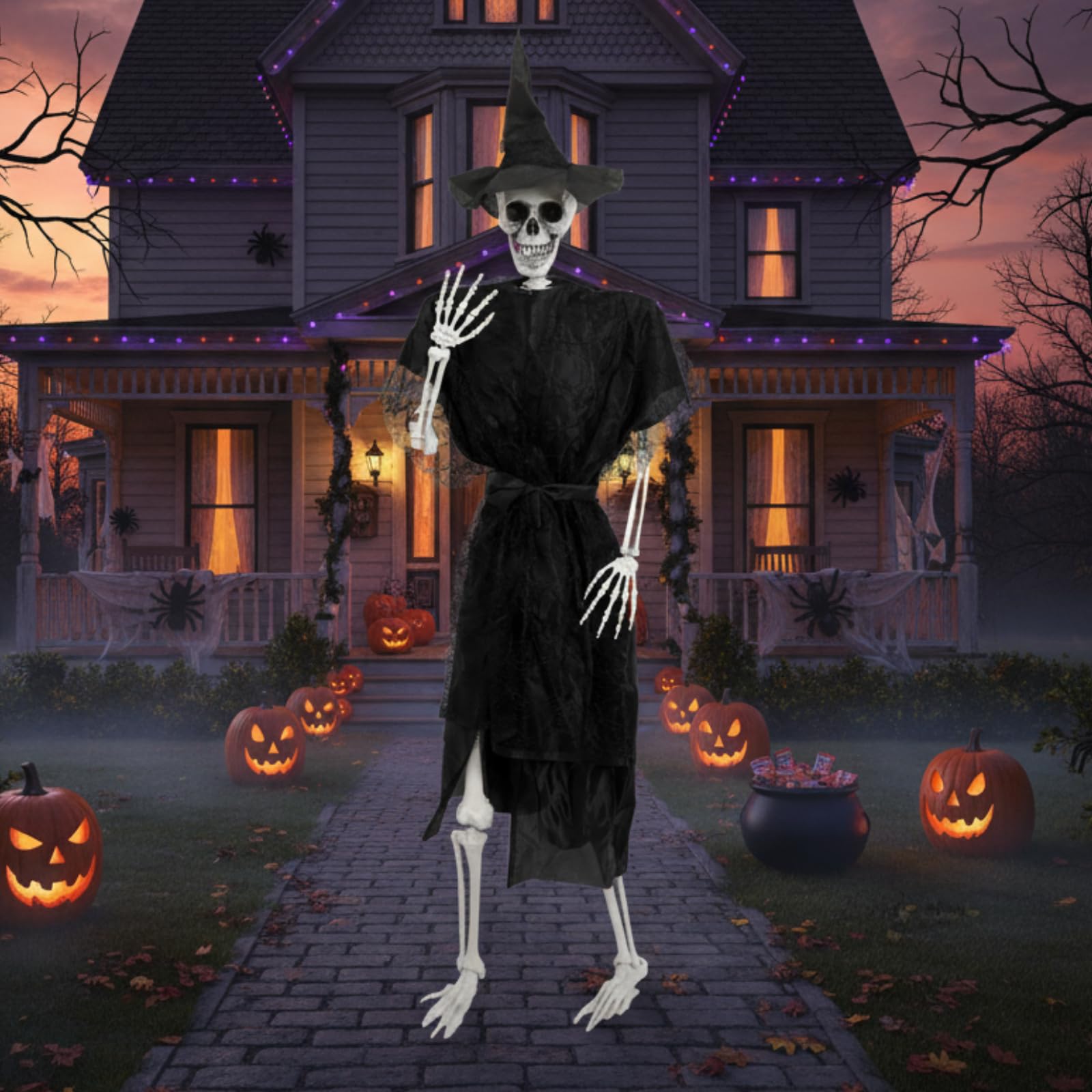 Esqueleto de Halloween para decoracion de casa embrujada y fiestas en jardin