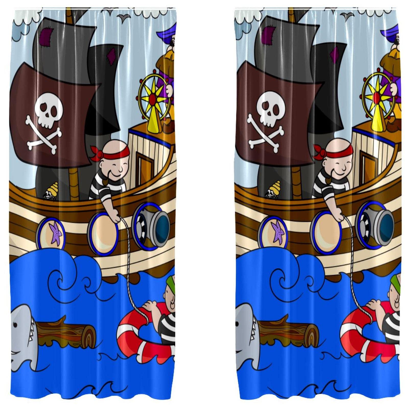 Rideau occultant thermique en microfibre 140 x 213 cm motif requin
