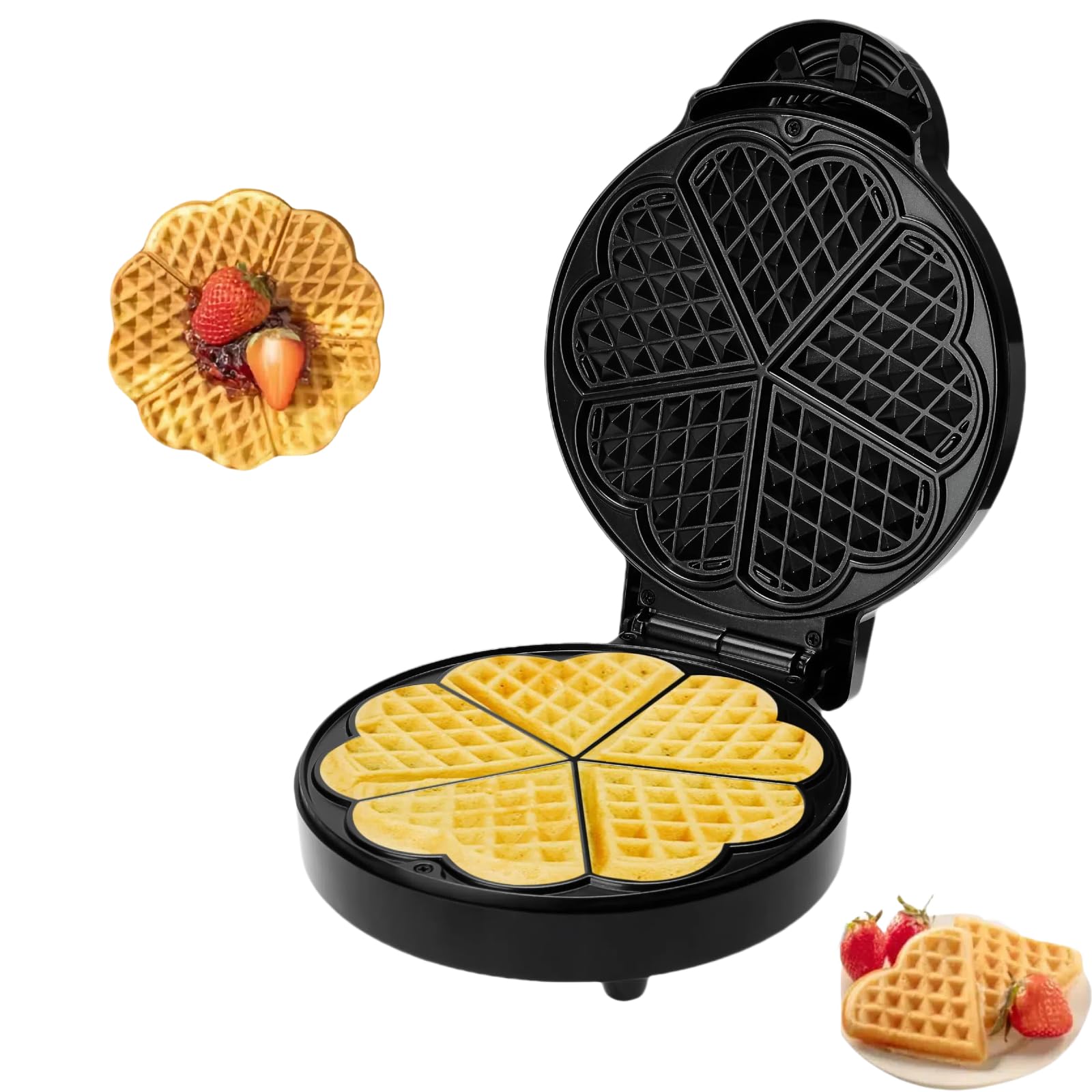Lifeeverkeep Mini Heart Shaped Waffle Maker-Thin Waffle Iron With Nonstick Surface For Easy Cleaning - Great Holiday Gift