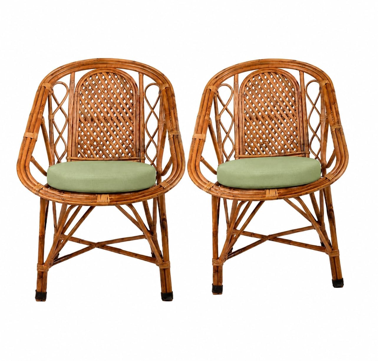 CANE CRAFTS Premium Morden Bamboo Chairs |Kursi| Handcrafted Cane Chair: Artisanal Beauty for Your Home | Fits Perfectly in Any Living Room, (Set of 2) with Cushion-image-19