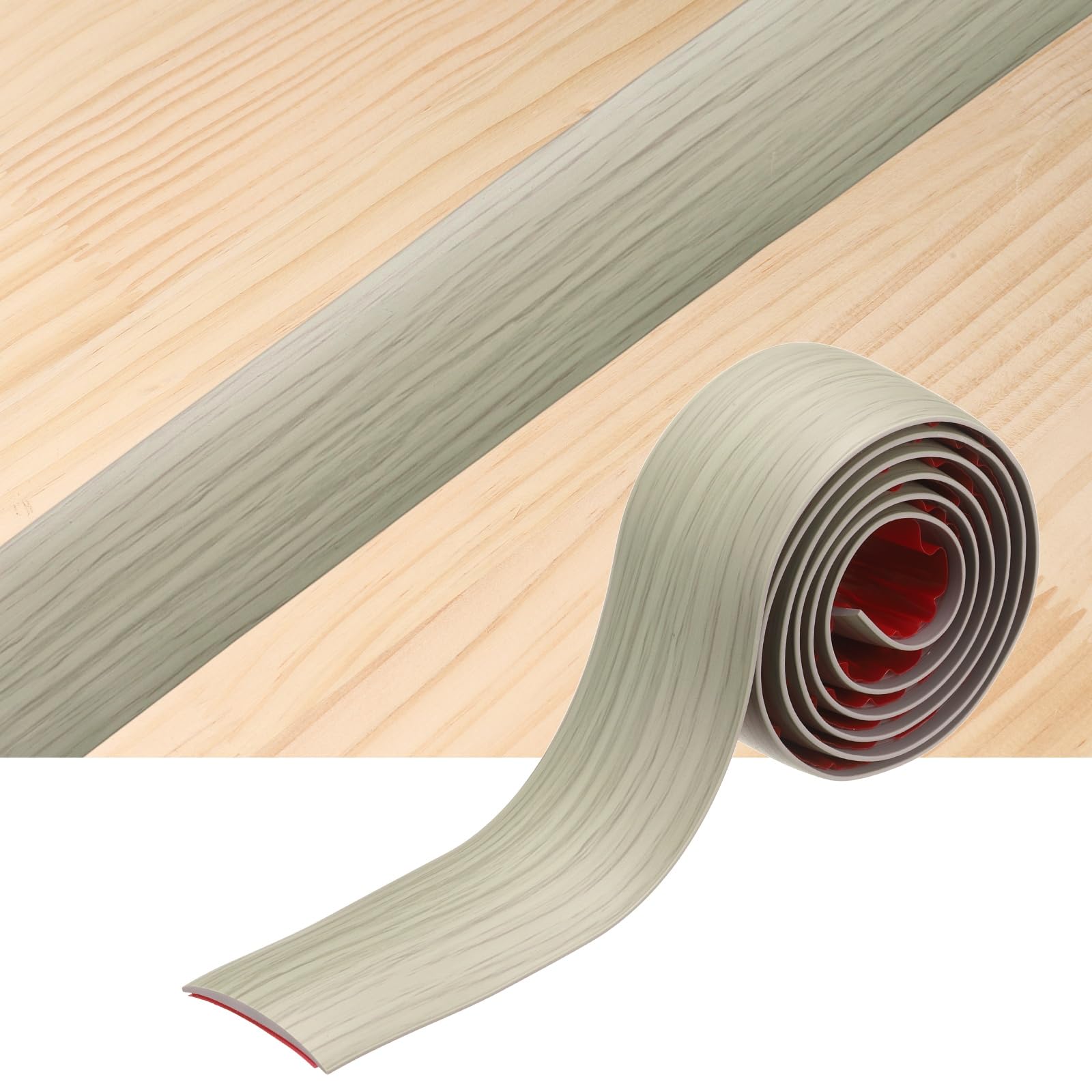 sourcing map Floor Transition Strips, 1m x 4cm(LxW) Self Adhesive Vinyl Flooring Edging Trim PVC Flooring Flat Divider Strip Cover Strips for Joining Floor Gaps, Light Dark Wood Grain — image 1