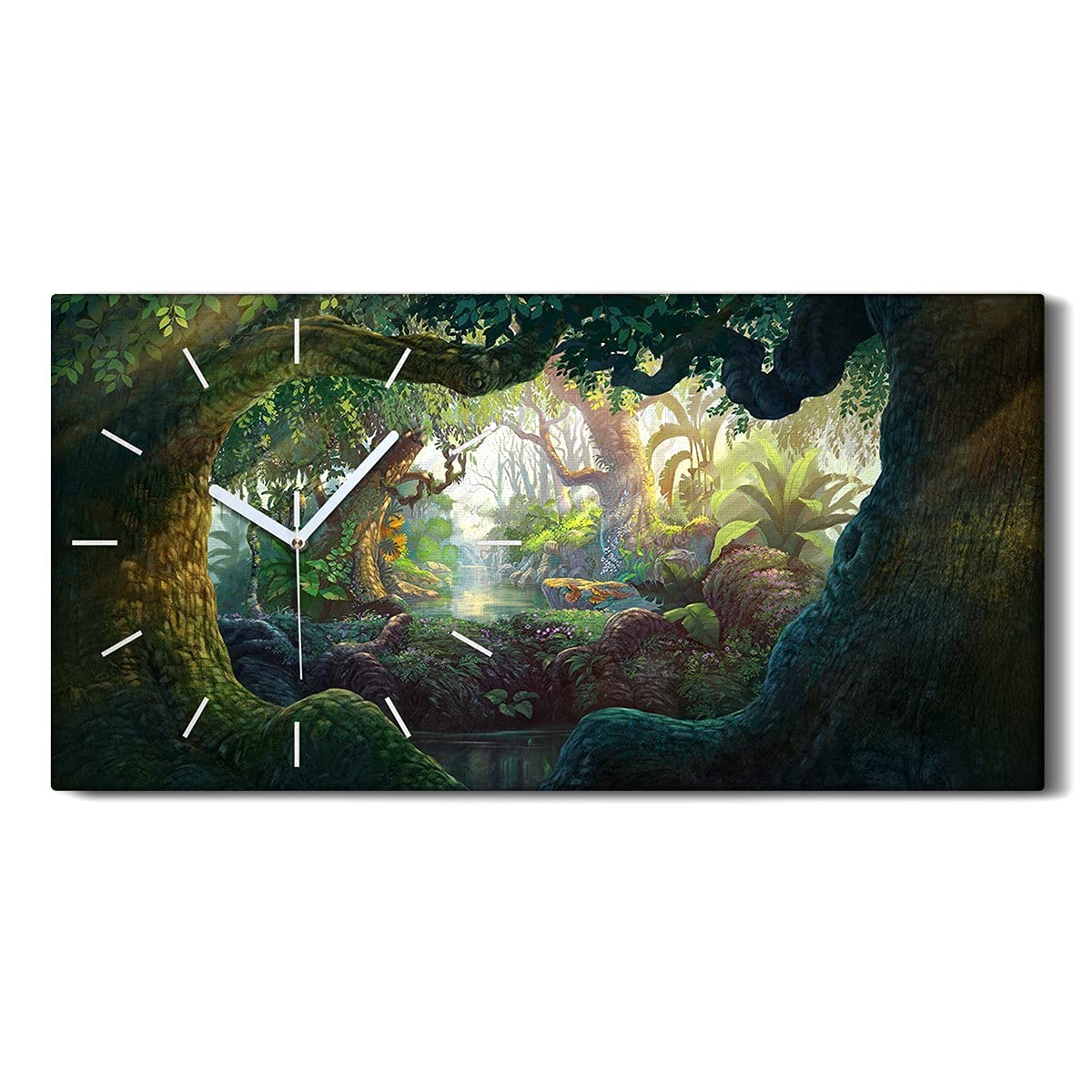 Horloge sur Toile Fantasy 60x30cm - Décoration Murale Nature Silence pour Salon