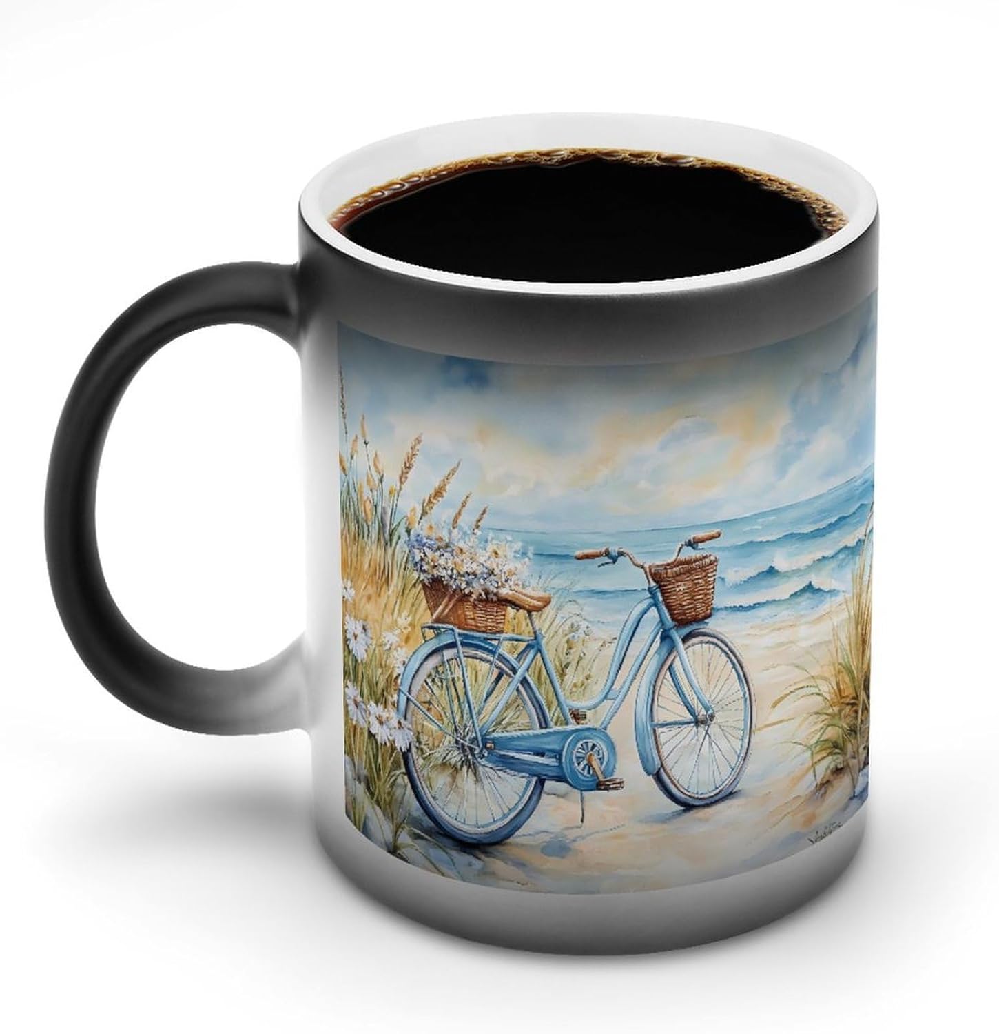 Bike Beach Funny Color Changing Coffee Mug Ceramic Magic Cup Personalized Discoloration Tea Mugs