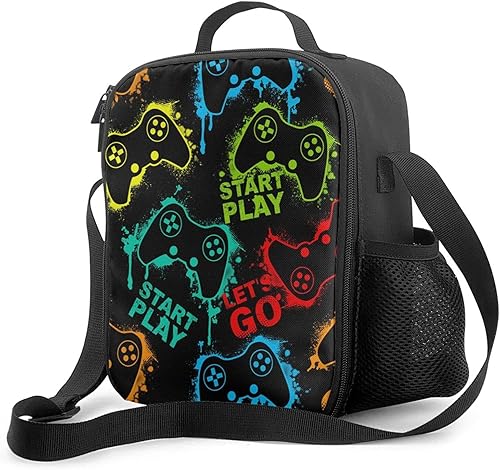 Duduho Colorido juego Joystick - Bolsa de almuerzo con aislamiento reutilizable, bolsa de almuerzo para hombres, mujeres y niños