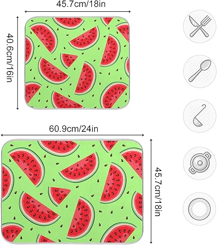 Miniatura 9 de Tapete de secado de platos de gnomo de playa pequeño para decoración de encimera de cocina, 16 x 18 pulgadas, almohadilla de vajilla de absorción