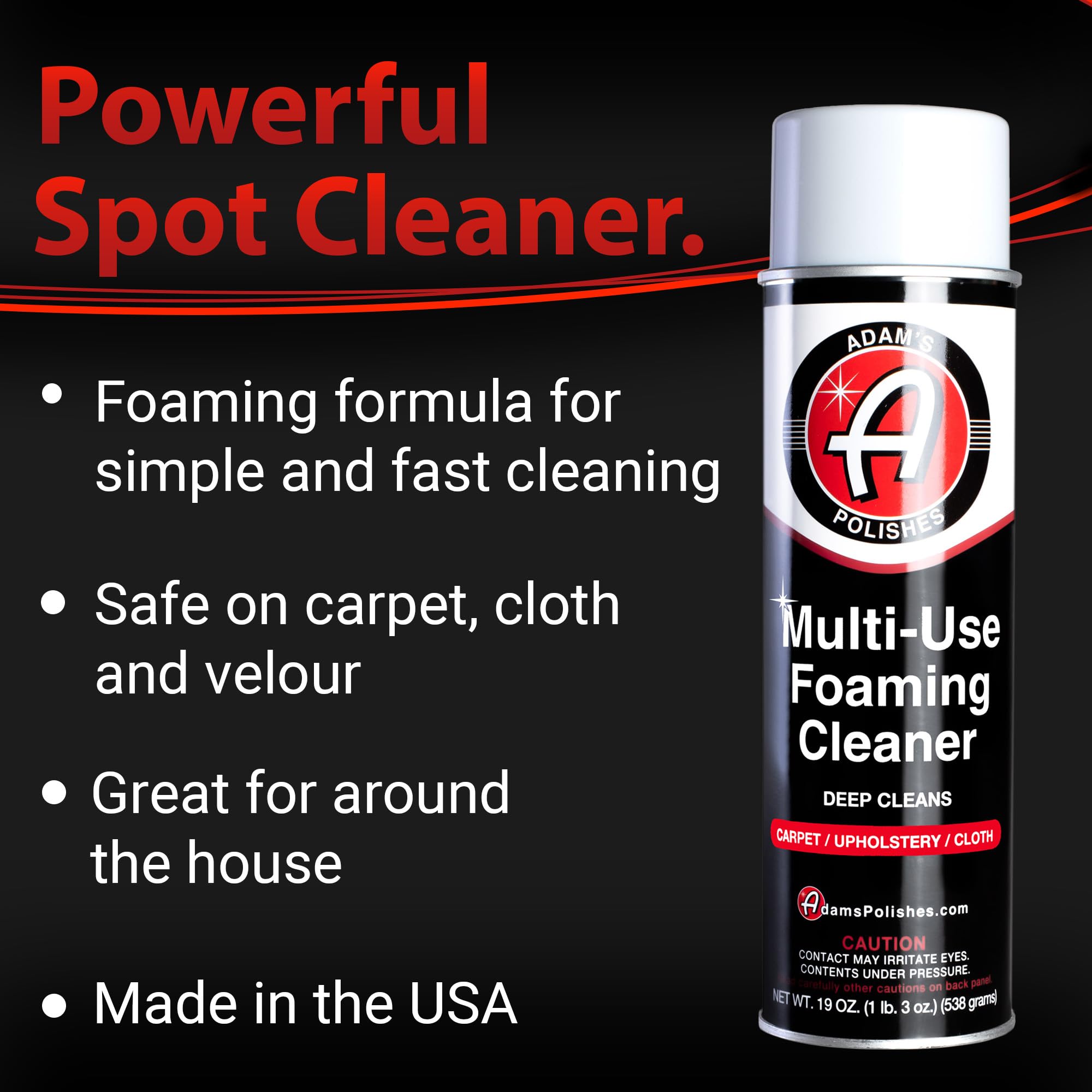 Adam's Polishes Multi-Use Foaming Cleaner - Foaming Formula for Simple and Fast Cleaning - Safe on Carpet, Cloth, and Velour (18 oz)