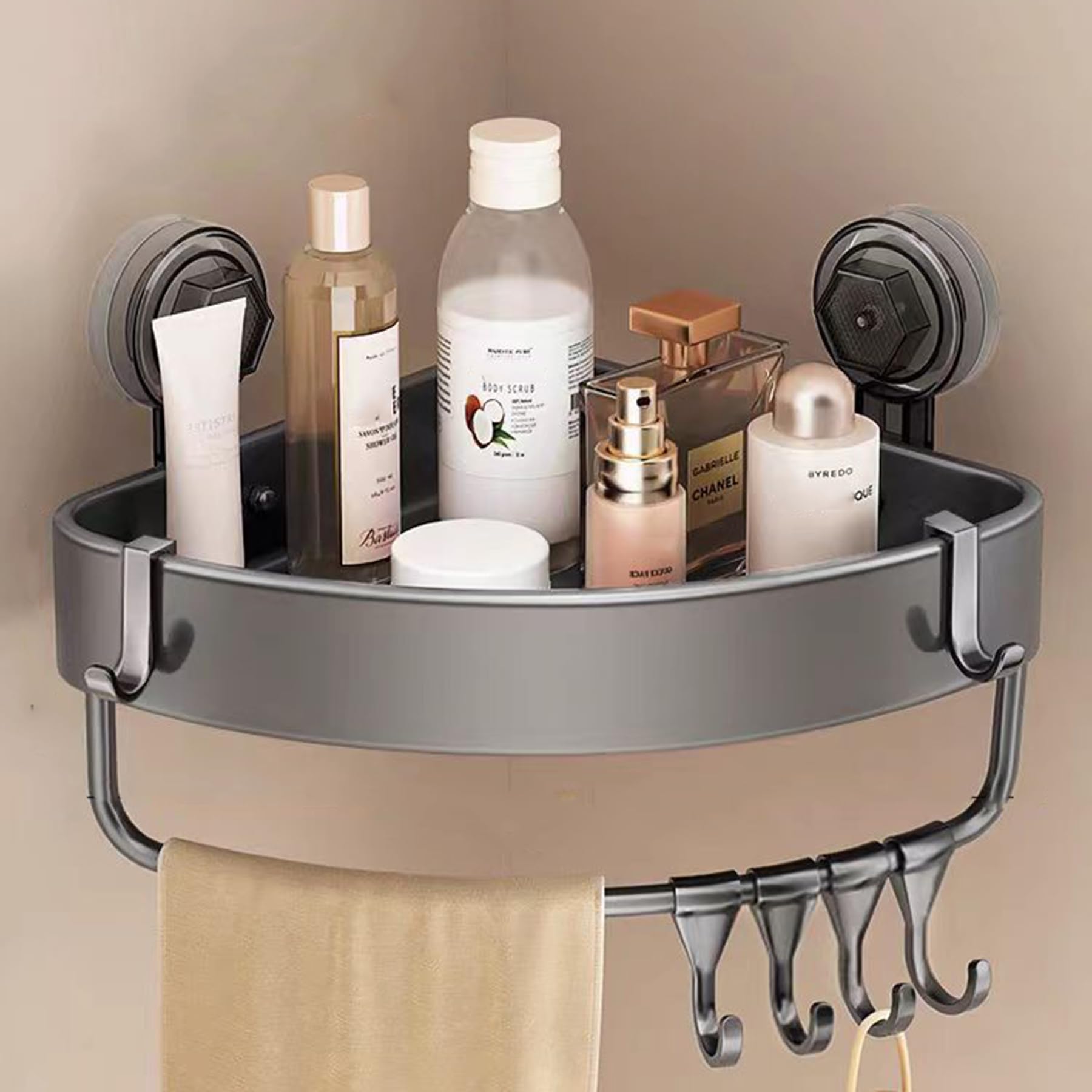 SRURLLUG Corner Shower Caddy Shelves Suction Cup No Drilling Wall-mounted Bathroom Shower Organizer Large capacity Rustproof Home Decor