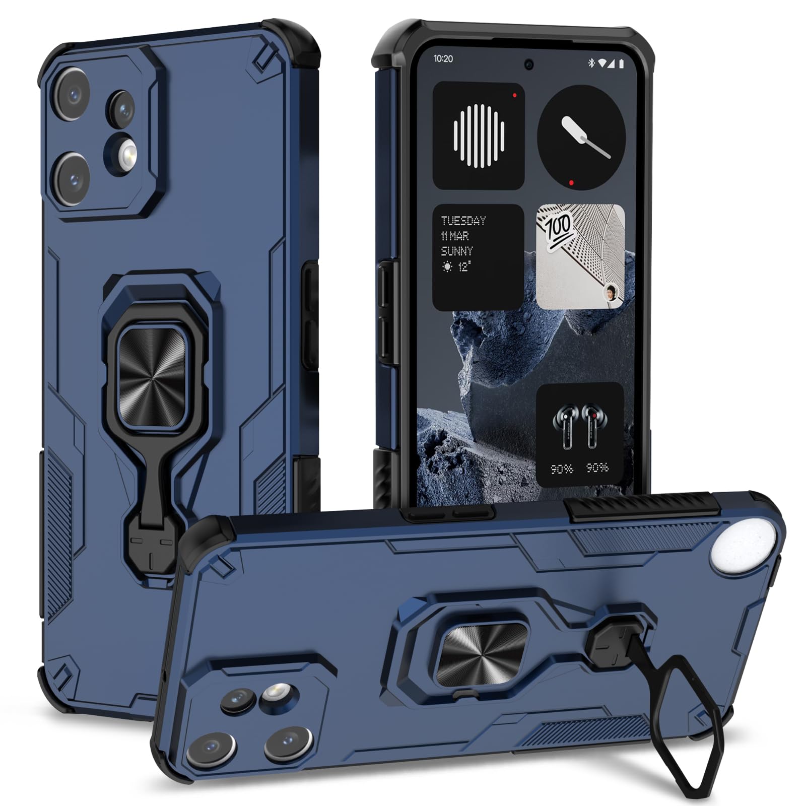 Funda para Samsung Galaxy A13 4G con Cristal Templado Protector Pantalla, Carcasa Antigolpes con Soporte anular metálico, Case Protectora de Grado Militar, Negro — view 210