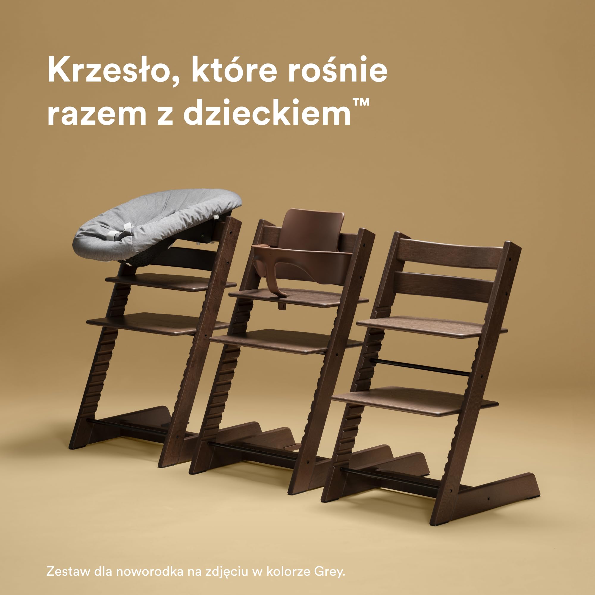 Krzesełko do karmienia Stokke Tripp Trapp, Warm Brown dąb (w zestawie krzesełko + zestaw dla niemowląt 2) z zestawem dla noworodków - bezpieczna, regulowana, ergonomiczna konstrukcja