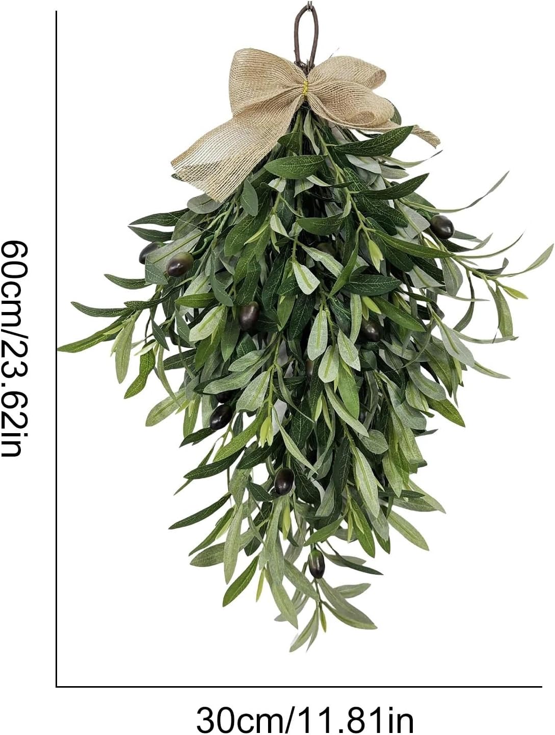 Artificial Branch Teardrop Swag - Farmhouse Spring Hanging Garland for Home Wedding