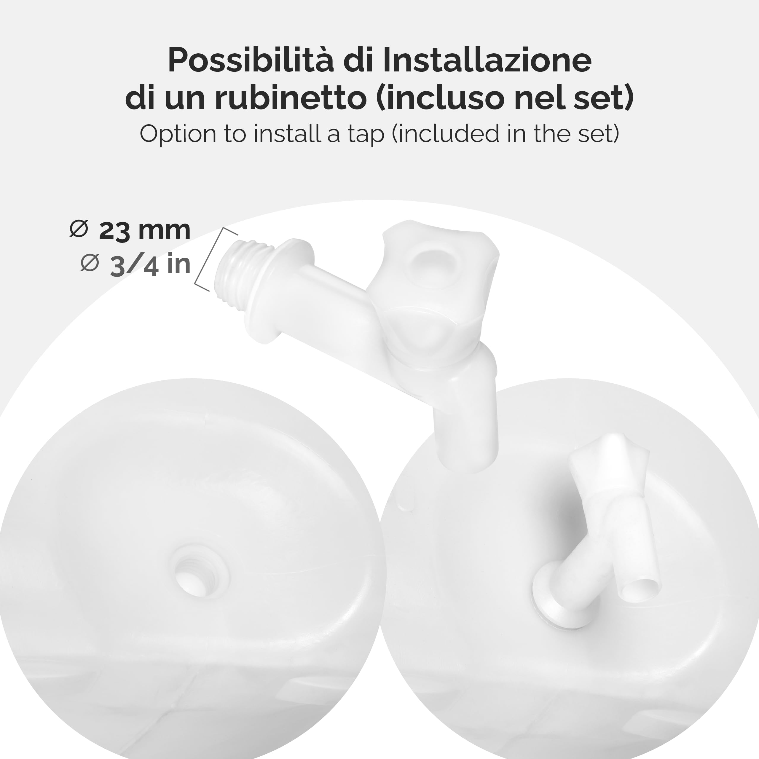 Garronda tanica acqua con rubinetto da 100 litri, contenitore con coperchio e rubinetto, serbatoio quadrato, adatto come bidone per alimenti, conservazione di crauti o salamoia GD-0089, Bianco