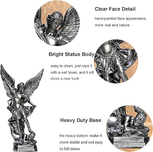 Miniatura 3 de SAINWORDS Estatua de San Miguel Arcángel de 12.5 pulgadas San Miguel Arcángel Estatua de San Arcángel Miguel Religioso Coleccionable Ángel de