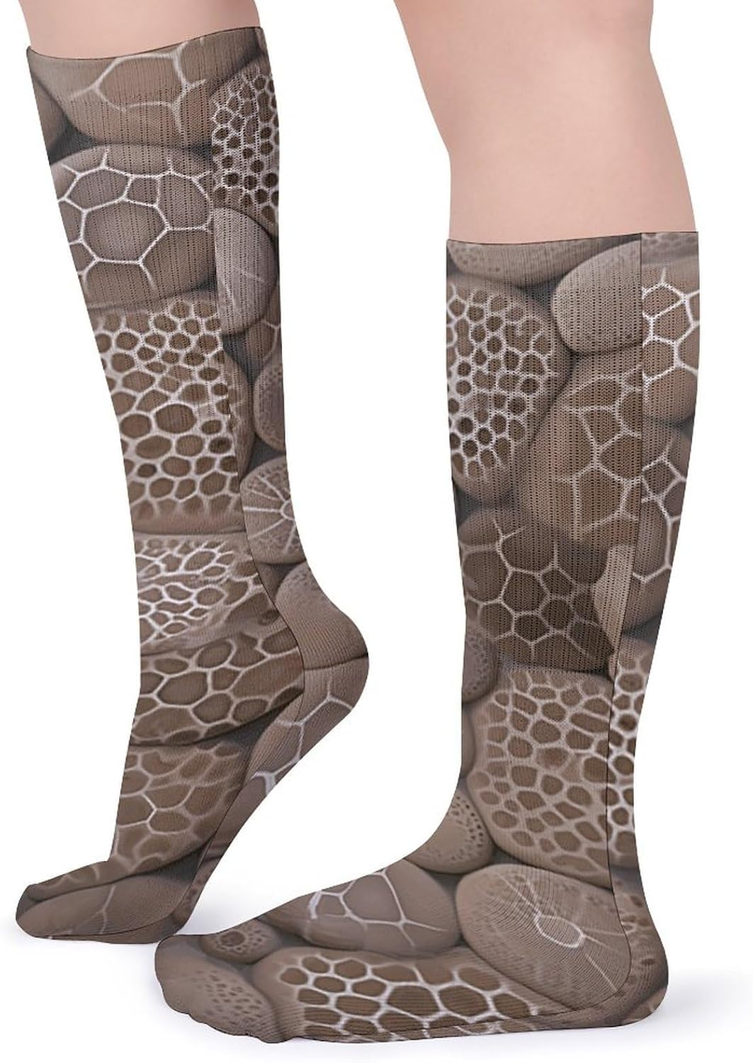 Breathable Crew Sock, Moisture Wicking, Athletic Calf Socks, Cozy | Stone Compression Socks for Women Men, Lightweight High Work Socks for Business, Casual