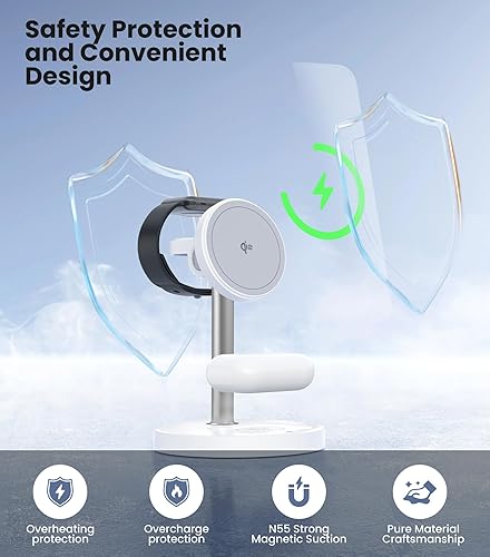 Miniatura 4 de Estación de carga inalámbrica 3 en 1 Qi2 Mag-Safe Cargador para Apple, soporte de cargador inalámbrico rápido de 15 W para iPhone 1615141312,