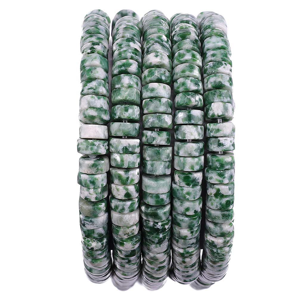 BEADIA Natural African Jade Spacer Beads Caps Loose Semi Gemstone for Beading Jewelry Making 6mmx3mm 38cm