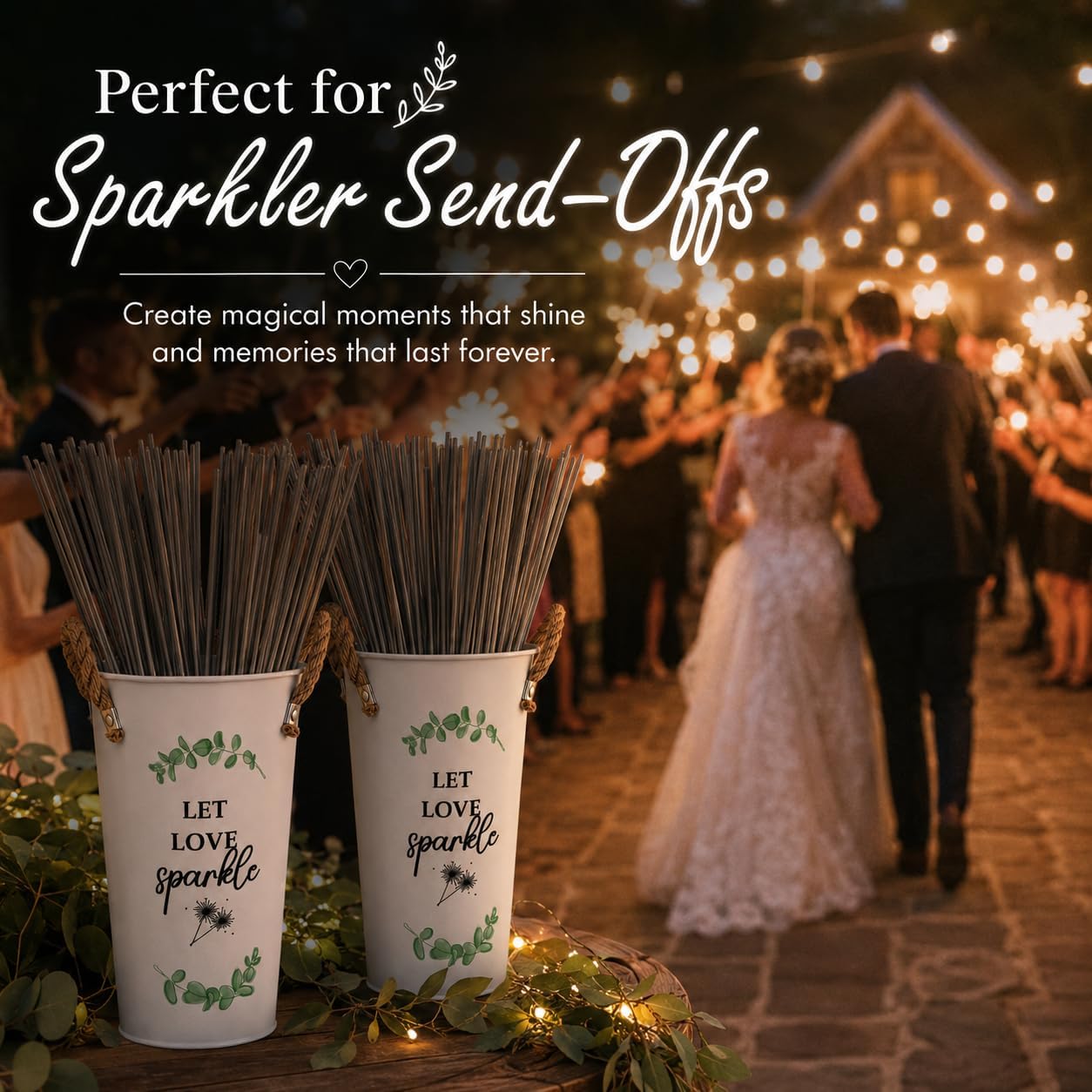 Wedding Sparkler Buckets, 2 Pack Metal Holders