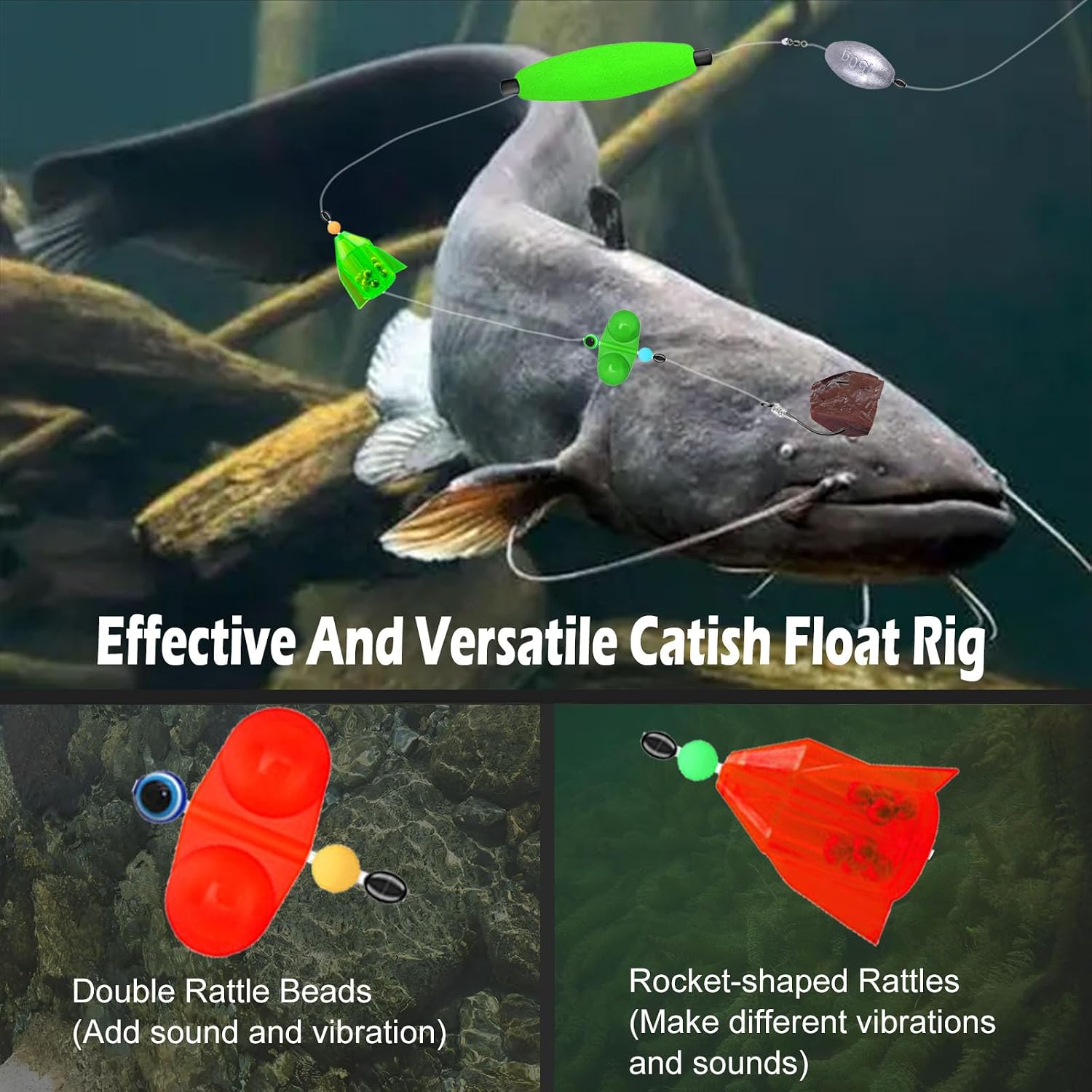 Catfish Rigs Santee Float Fishing Rigs Ready Kit Circle Hooks 5/0 7/0 Pro Catfishing Tackle 6pcs
