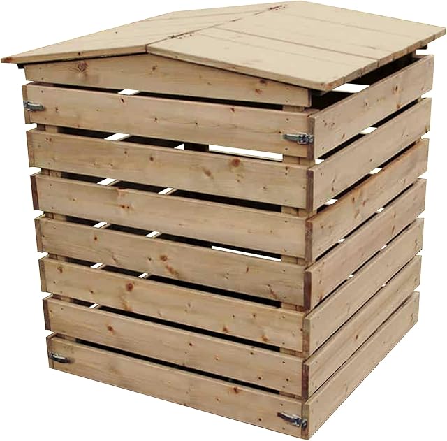 Lemodo NATIV Holzkomposter 450L für den Garten – Komposter aus imprägniertem Fichtenholz mit Deckel, abnehmbaren Seitenteilen, wetterfester Schnellkomposter 76x75x91 cm für Garten- und Küchenabfälle — Komposter