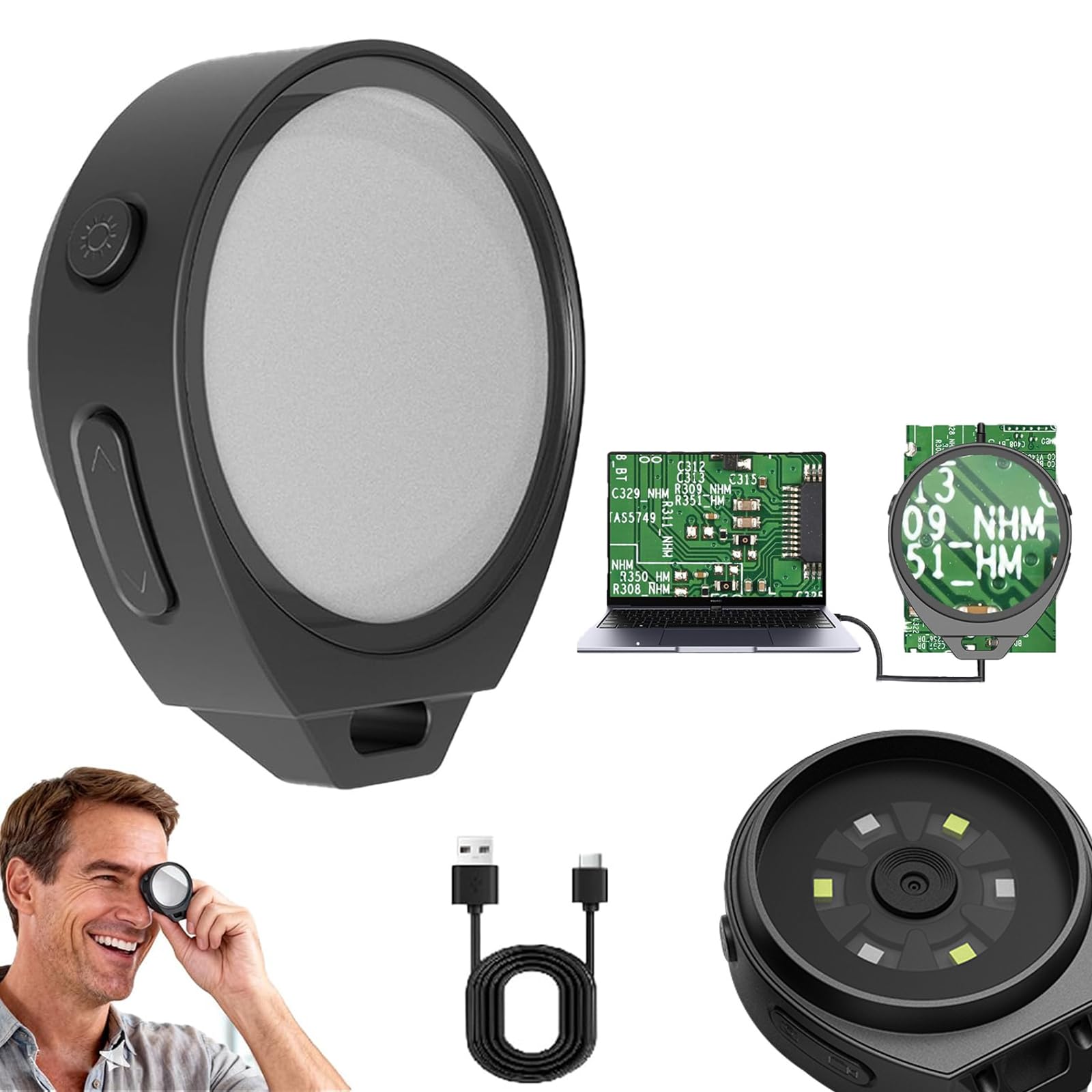Anti-Funnel Microscope Magnifying Glass, 10X 13X 15X Mini Coin Magnifier with White&Ultraviolet Light, 32GB Illuminated Magnifier with Photography, Video Recording for Electronic Repairs, Reading