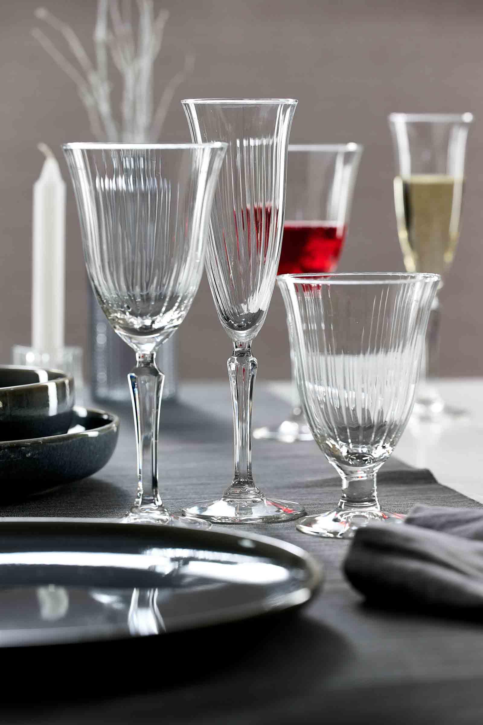 Ritzenhoff & Breker Perpetuo Gläser-Set 12-teilig | Wein-, Sekt- und Wassergläser für 4 Personen | Art-Déco-Look | Glas | Spülmaschinenfest | Klar