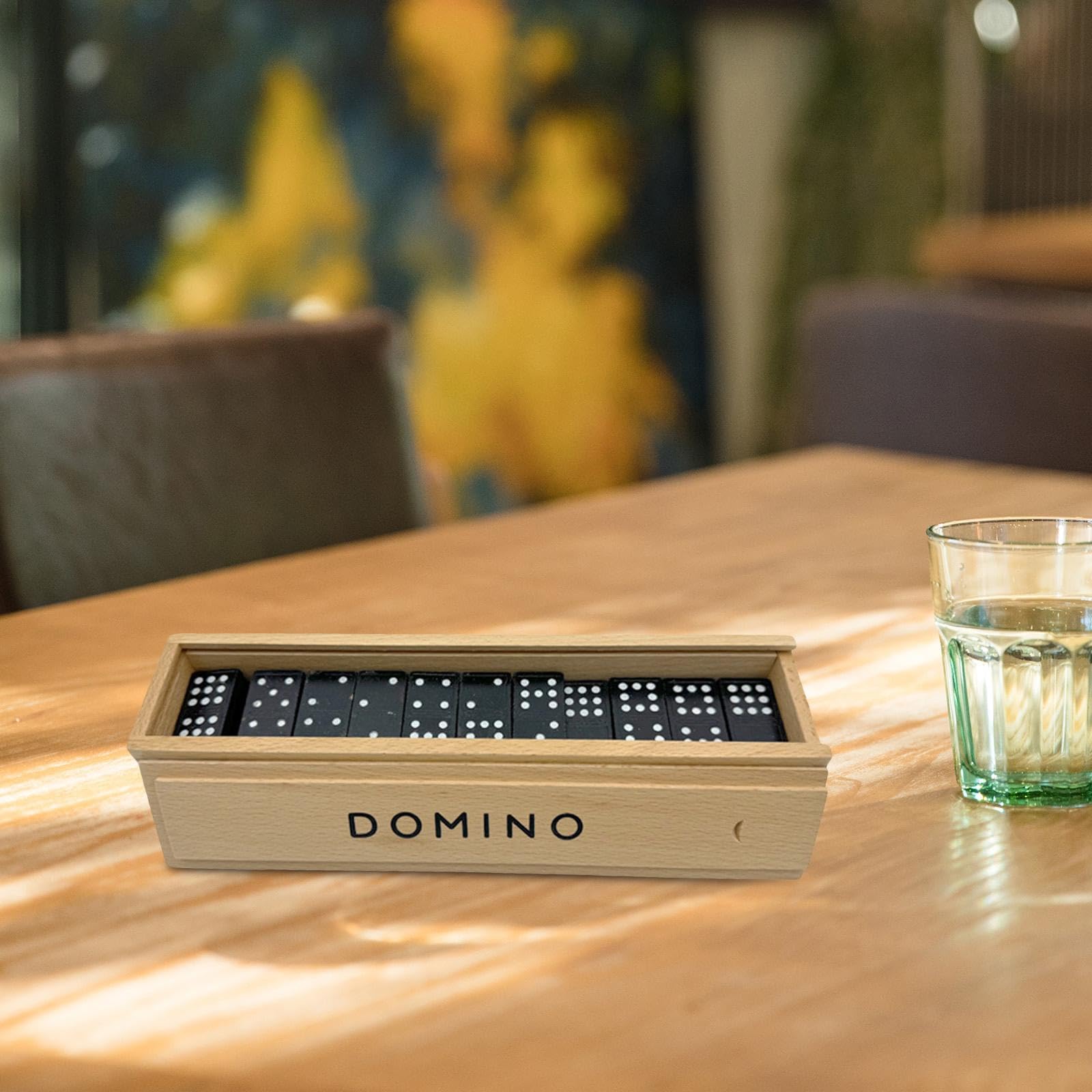 Juego de Dominó Doble, Juego de Viaje con Fichas de Madera.