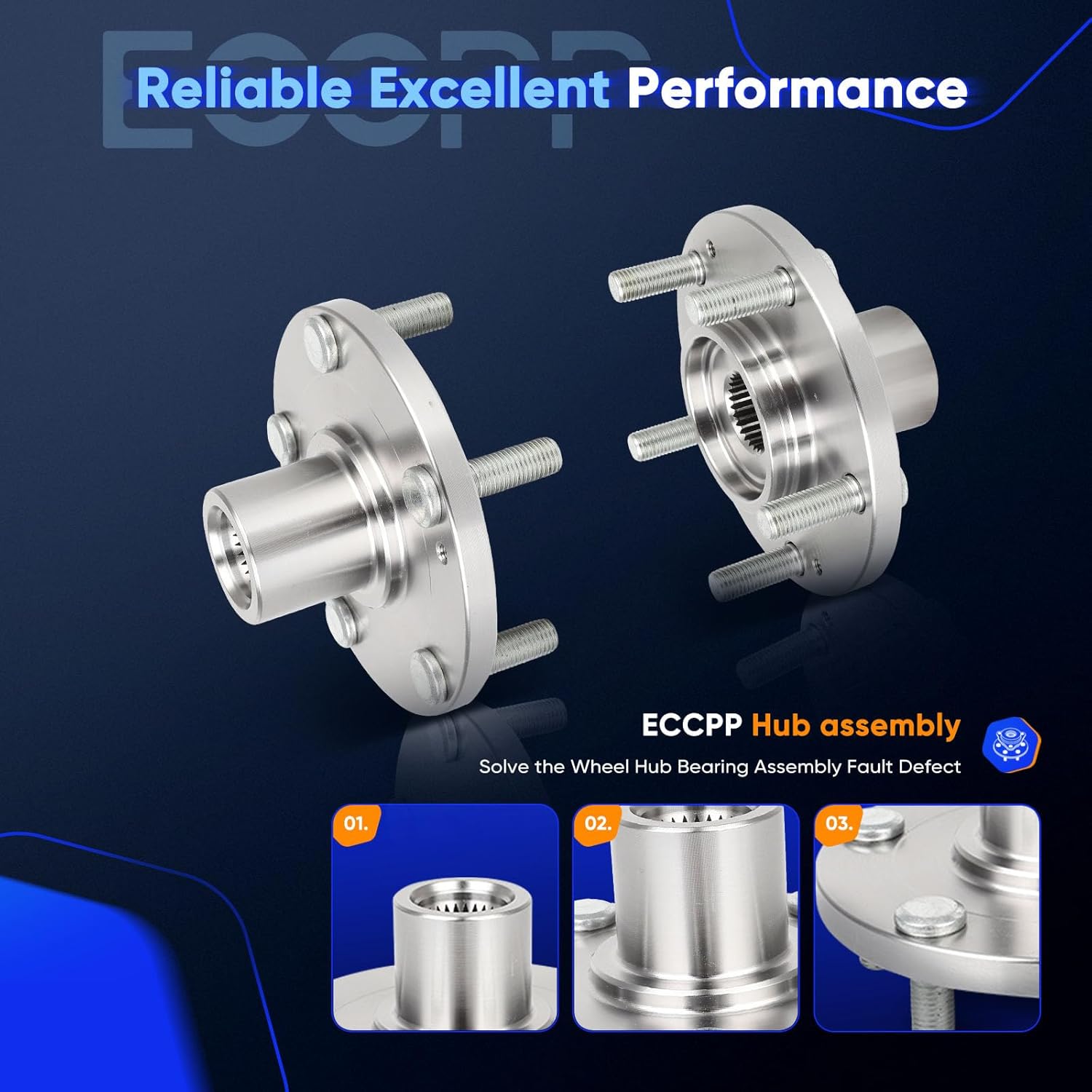 ECCPP 2pcs Front Wheel Hub Bearing Assembly 51750-3K100 2011-2013 For Hyundai Sonata Wheel Hub Front; Quantity needed per vehicle: 1, 2006-2009 For Hyundai Sonata Wheel Hub - Image 5