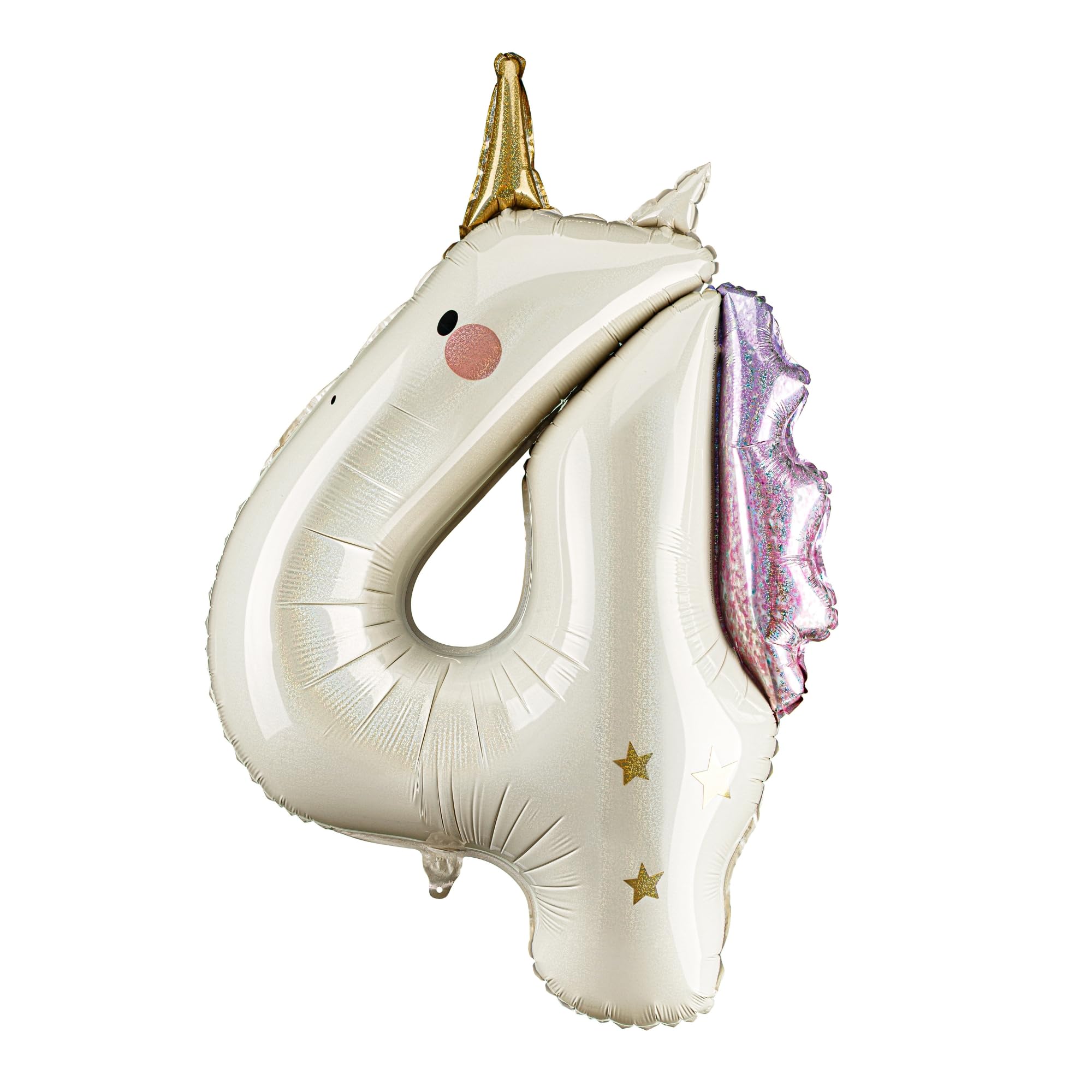 Unicorn Number Balloon PartyDeco 36.5 Inch, Foil Birthday Number Balloons for Girls, Air & Helium Inflatable Unicorn Birthday Decorations Party Supplies (Number 4)