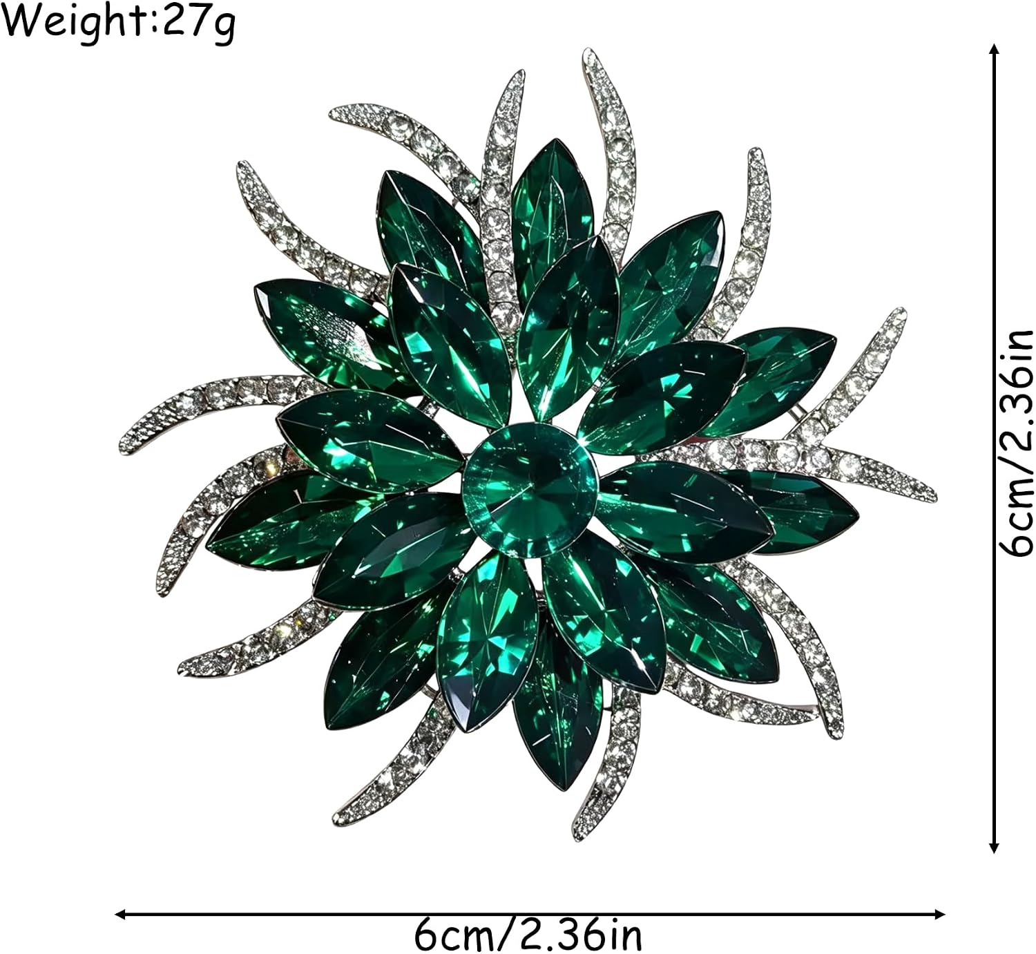 Crystal Flower Brooch Multi Color Rhinestone Floral Pin Sparkly Corsage Silver Tone Lapel for Women Wedding Party Dress Shawl Scarf Suit Accessory