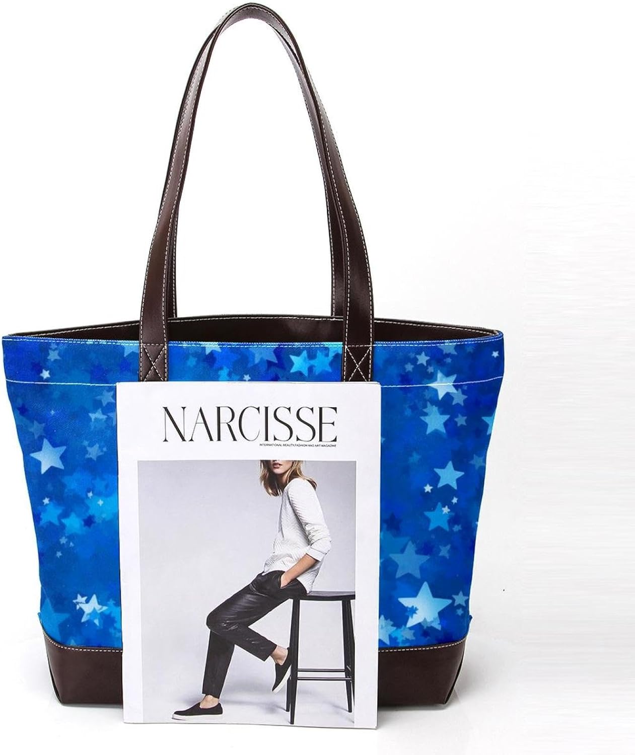 [YTYVAGT] 女性用財布、女性用トートバッグ、女性用ハンドバッグ,ブルーのテーマの星のパターン