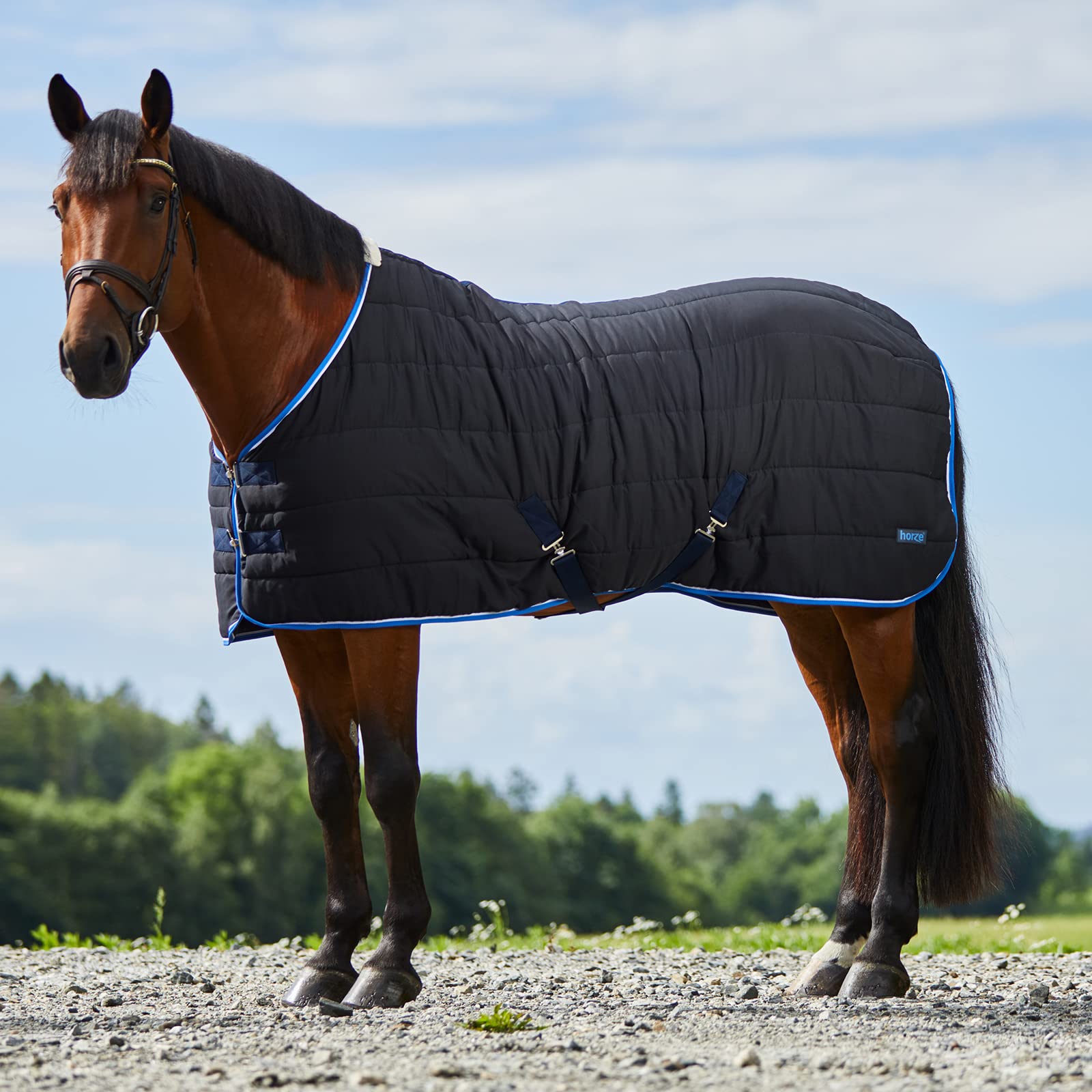 HORZE Glasgow Anti-Slip Stable Horse Blanket (100g Fill) - Dark Blue - 69 in