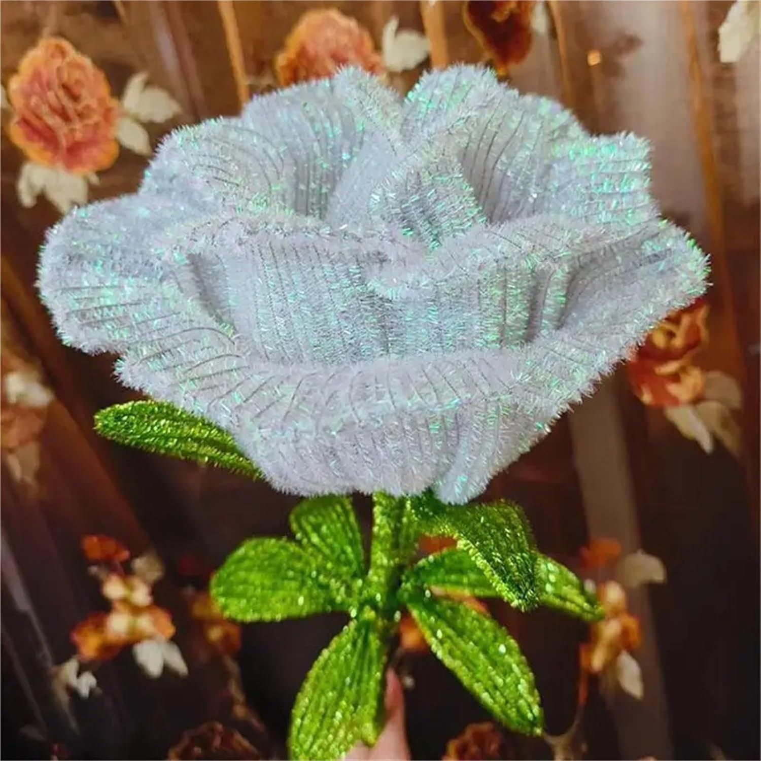 Glitter Pipe Cleaners 1000Pcs Pipe Cleaners Chenille Stem Glitter Color for DIY Arts Crafts Decorations Stems(Sliver)