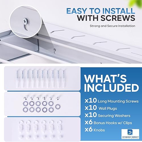 Miniatura 6 de Estante plegable de aluminio de alta calidad de 40 pulgadas con 6 varillas y 6 clips adicionales, estante grande para ropa sucia, capacidad de 65