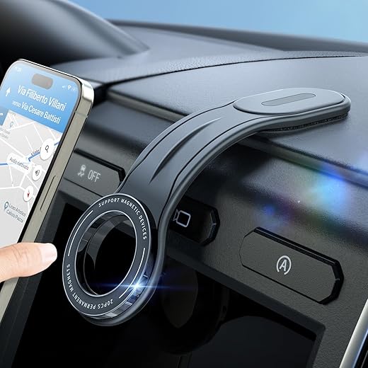 eSamcore for MagSafe Car Mount Detachable, Bendable Aluminum Arm Magnetic Phone Holder for Car【20 Strong Magnets】 Cell Phone Mount for Car Dash Fit iPhone 17 16 15 14 Pro Max Mini Mag Safe Accessories