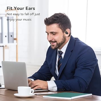 Open Ear Headphones Wireless Bluetooth 5.4, OWS Earphones Wireless Earbuds with Earhooks and Mic, IPX5 Waterproof, 64H Range, Out of Ear Earbuds for Sports Running Workout Driving (Black)