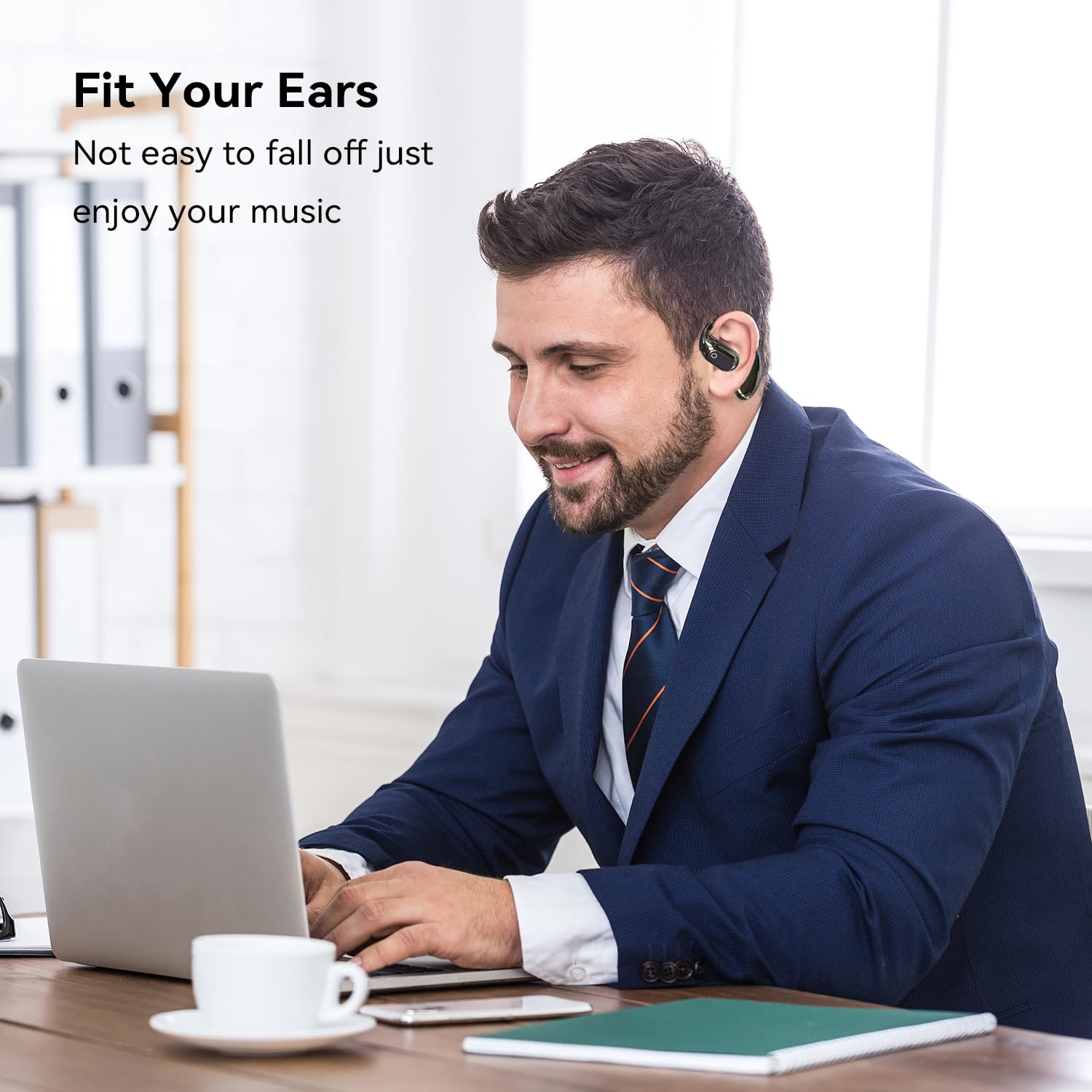 OWS Écouteurs sans fil Bluetooth 5.4, écouteurs sans fil avec crochets d'oreille et micro, étanchéité IPX5, portée 64h, écouteurs hors de l'oreille pour le sport, la course à pied,