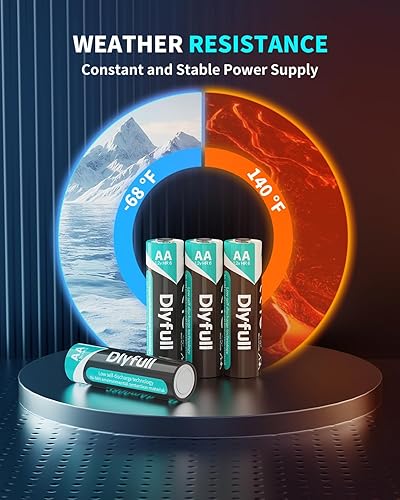 Miniatura 7 de DLYFULL - Baterías recargables AA con cargador, paquete de 8 baterías de 2800 mAh de alta capacidad de baja autodescarga Ni-MH doble A con cargador