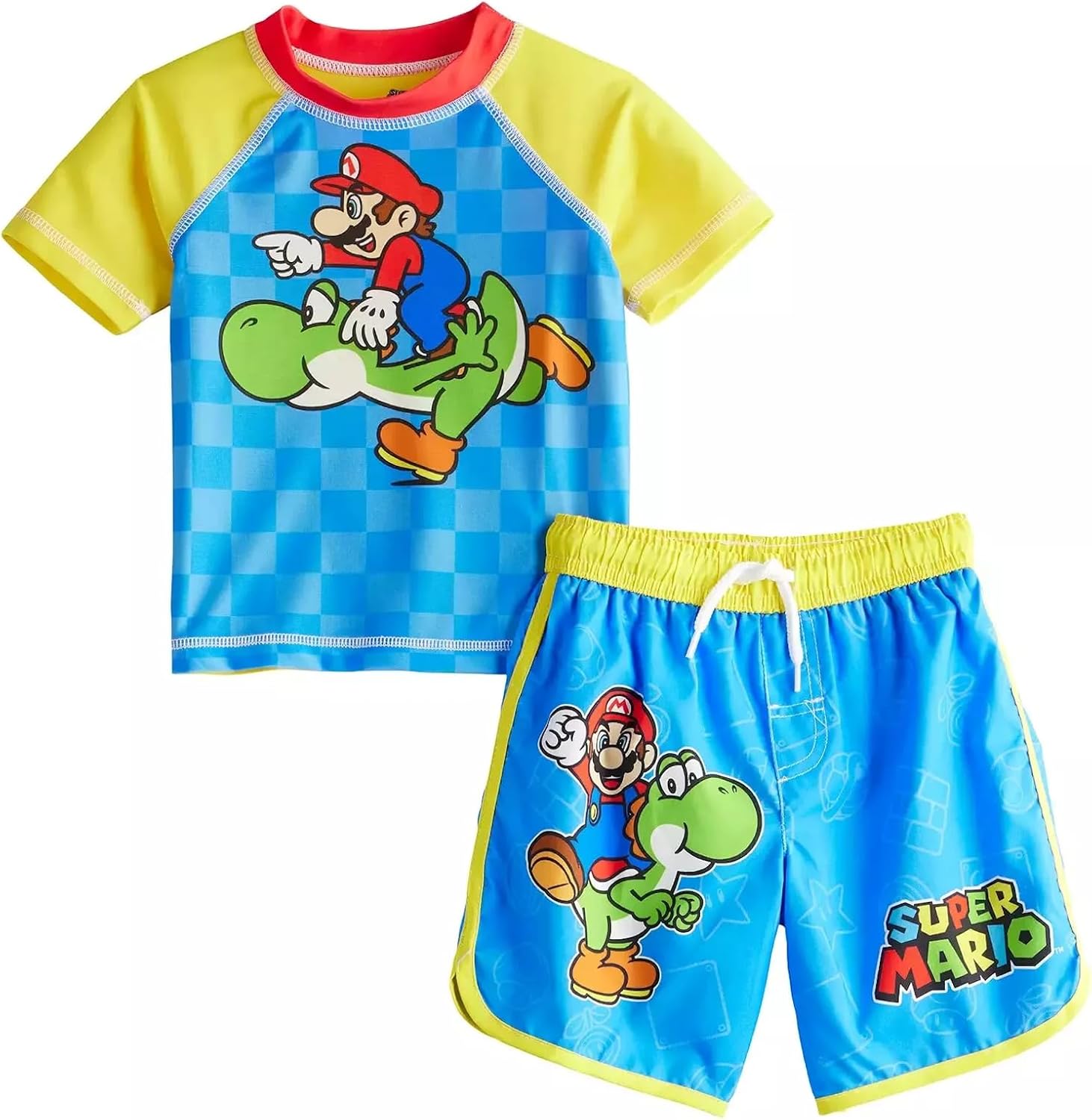 Super Mario Toddler Boys' Rash Guard and Swim Trunks Set